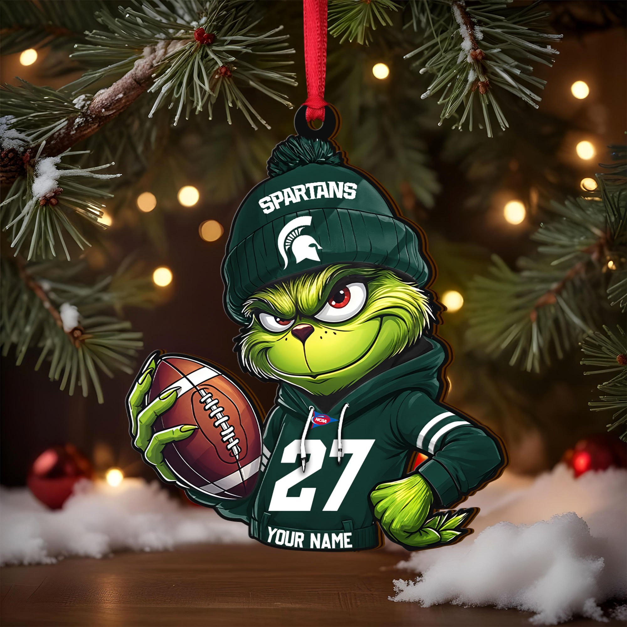 Alternative view of Michigan State Spartans Wooden Ornament 2025 Version Custom Name And Number, Sport Team Ornament For Fans, Sport Gifts ETRG-63012