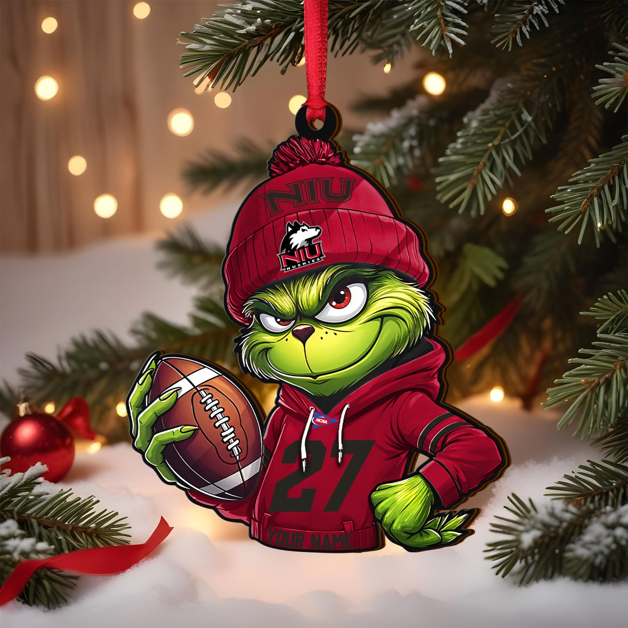 Northern Illinois Huskies Wooden Ornament 2025 Version Custom Name And Number, Sport Team Ornament For Fans, Sport Gifts ETRG-63012