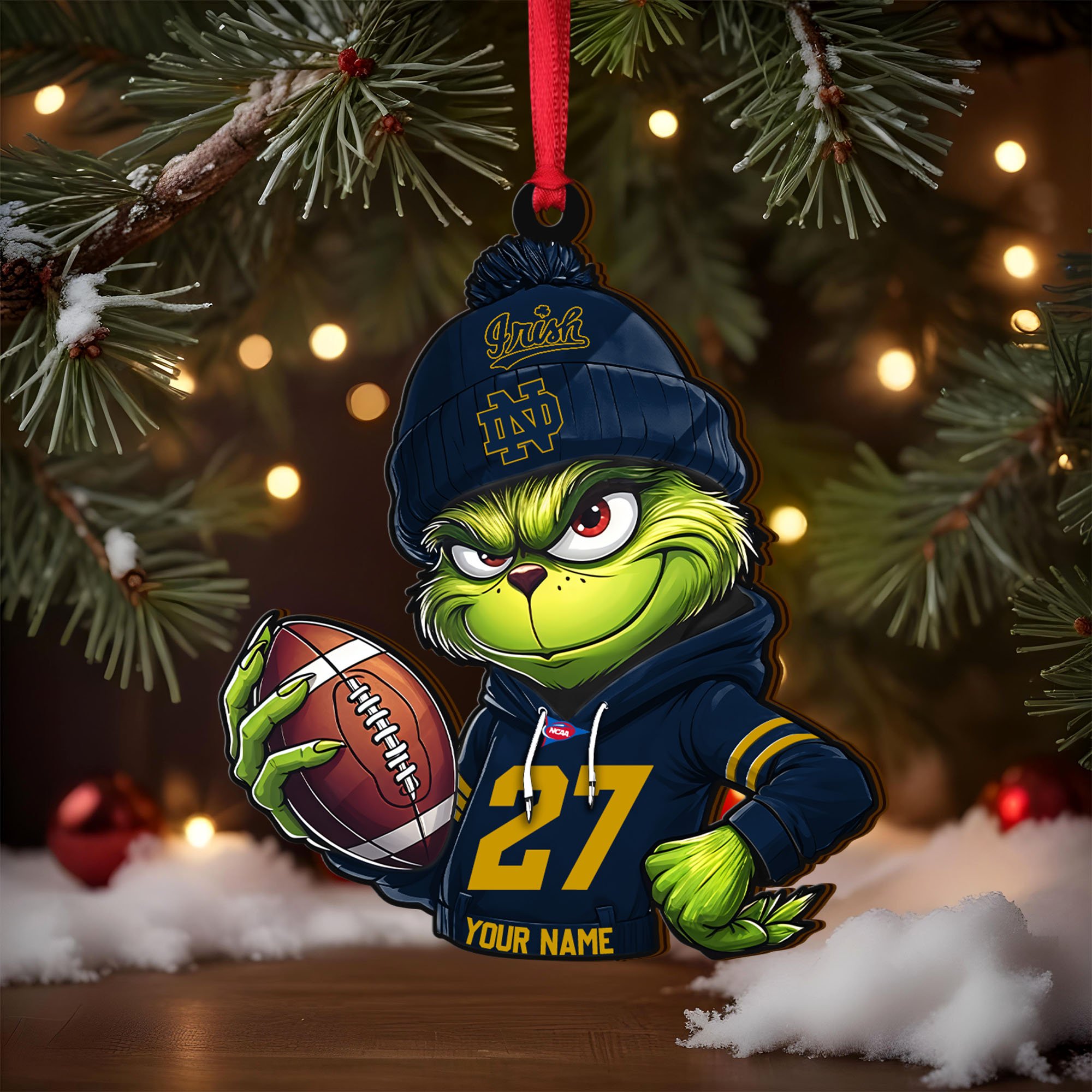 Alternative view of Notre Dame Fighting Irish Wooden Ornament 2025 Version Custom Name And Number, Sport Team Ornament For Fans, Sport Gifts ETRG-63012