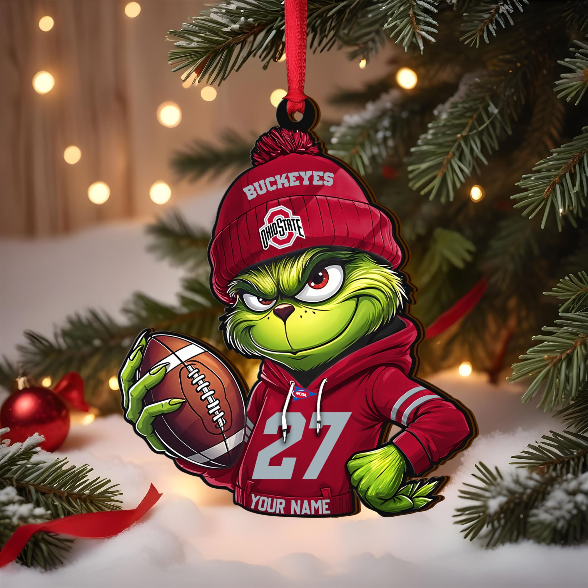 Ohio State Buckeyes Wooden Ornament 2025 Version Custom Name And Number, Sport Team Ornament For Fans, Sport Gifts ETRG-63012