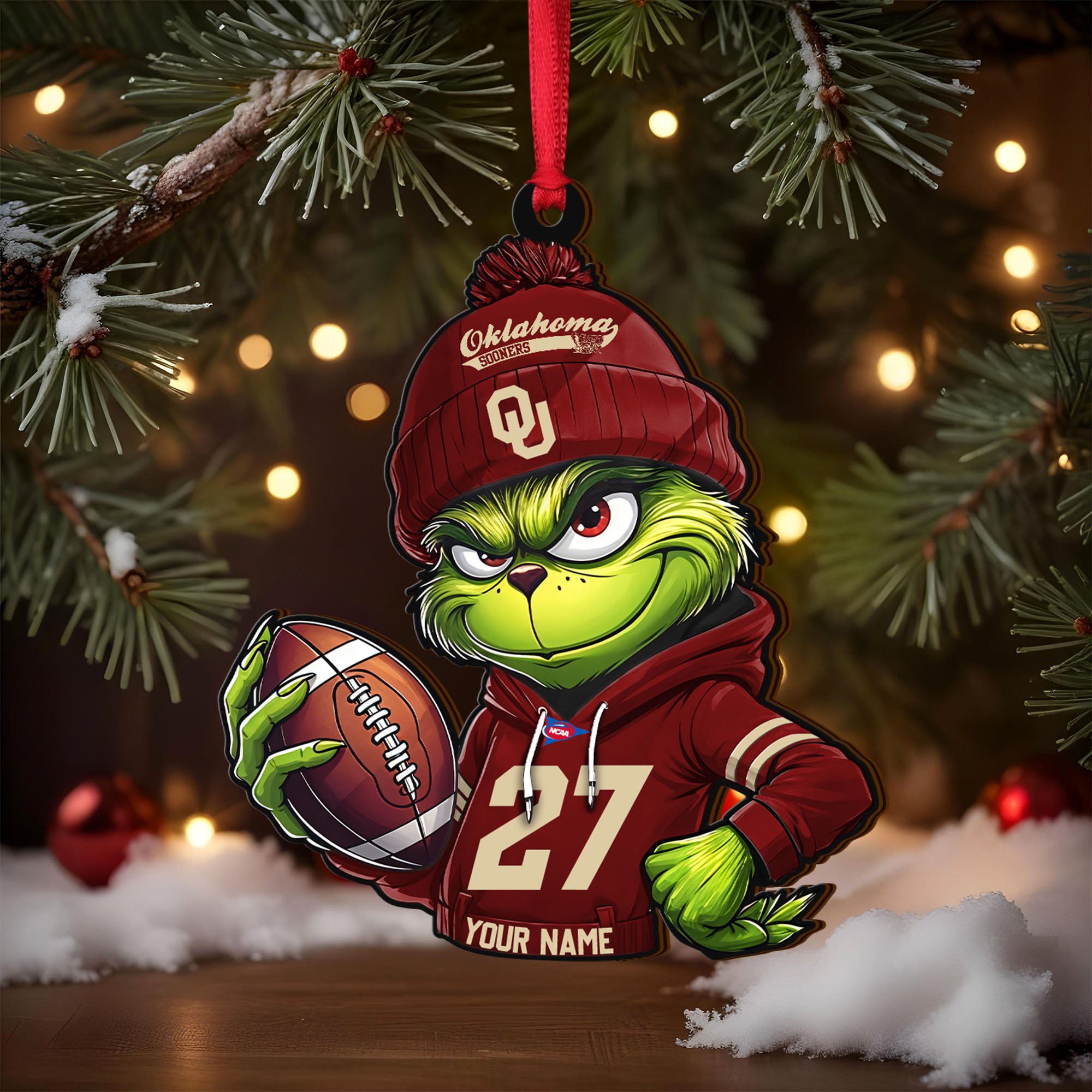 Alternative view of Oklahoma Sooners Wooden Ornament 2025 Version Custom Name And Number, Sport Team Ornament For Fans, Sport Gifts ETRG-63012