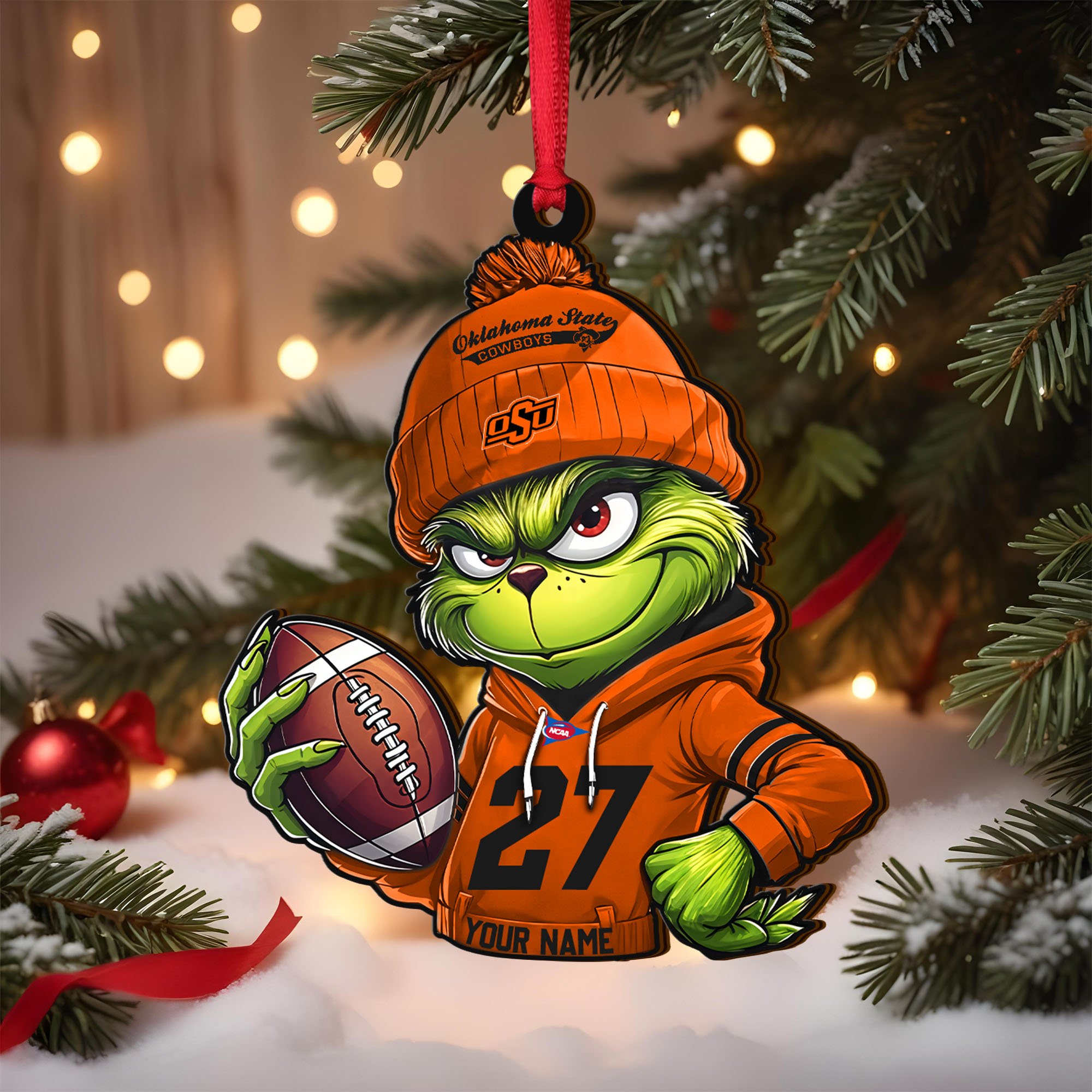 Oklahoma State Cowboys Wooden Ornament 2025 Version Custom Name And Number, Sport Team Ornament For Fans, Sport Gifts ETRG-63012