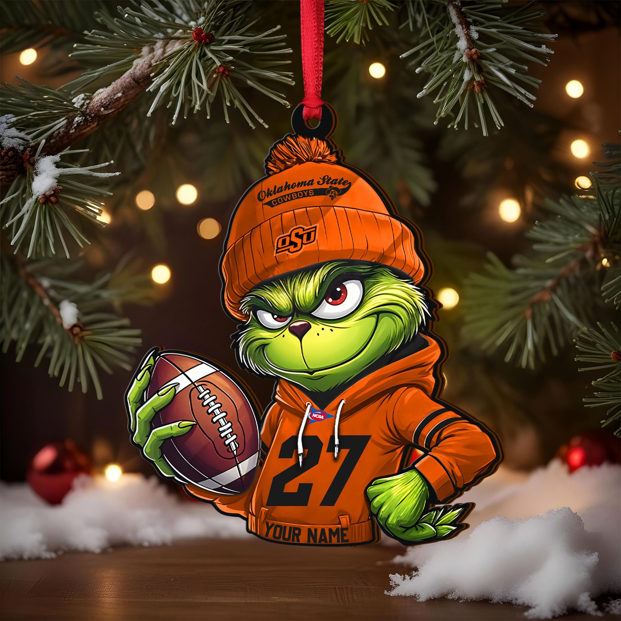 Alternative view of Oklahoma State Cowboys Wooden Ornament 2025 Version Custom Name And Number, Sport Team Ornament For Fans, Sport Gifts ETRG-63012