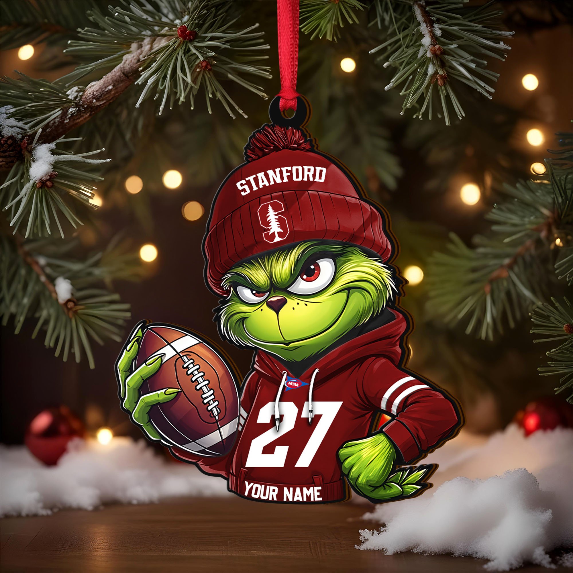 Alternative view of Stanford Cardinal Wooden Ornament 2025 Version Custom Name And Number, Sport Team Ornament For Fans, Sport Gifts ETRG-63012