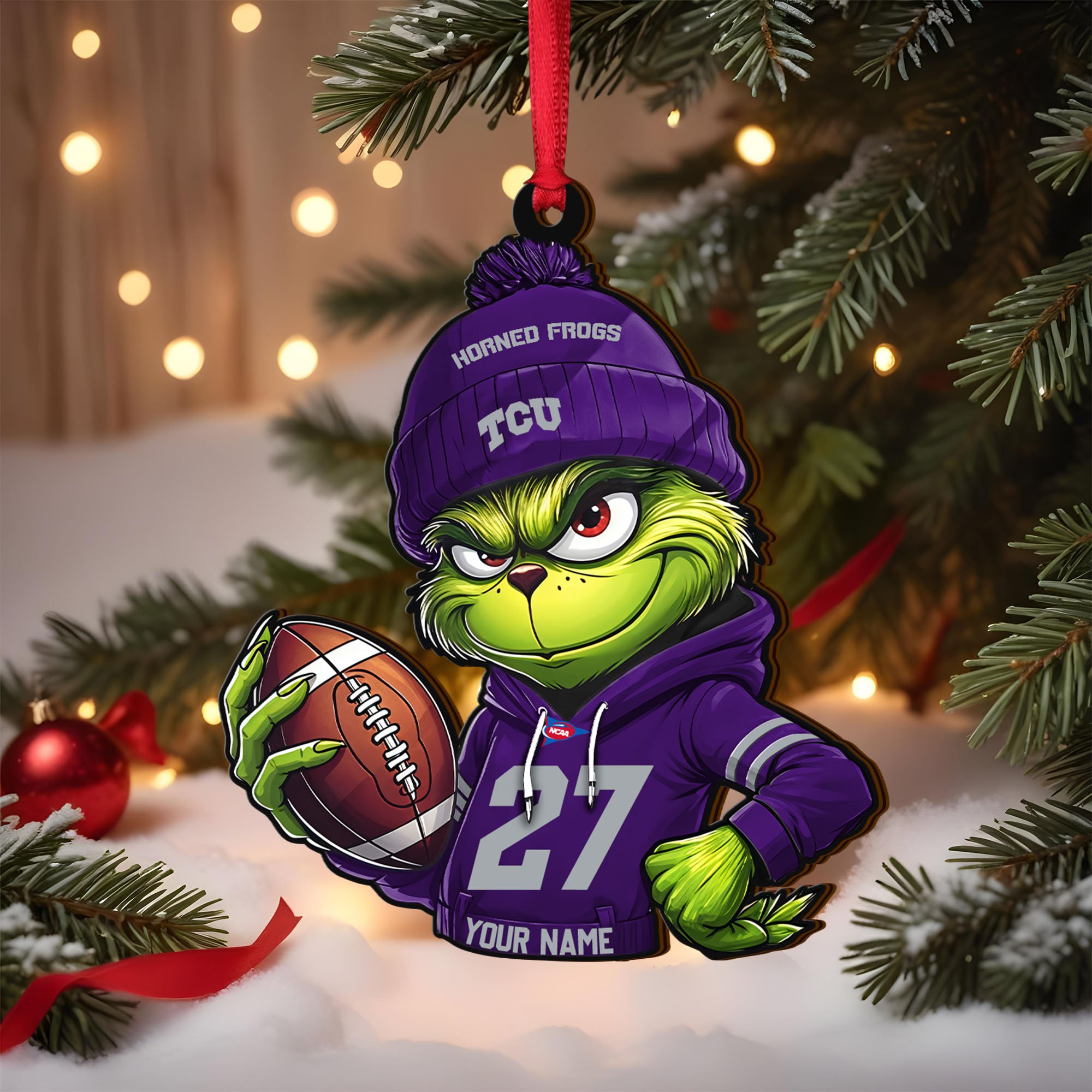 TCU Horned Frogs Wooden Ornament 2025 Version Custom Name And Number, Sport Team Ornament For Fans, Sport Gifts ETRG-63012