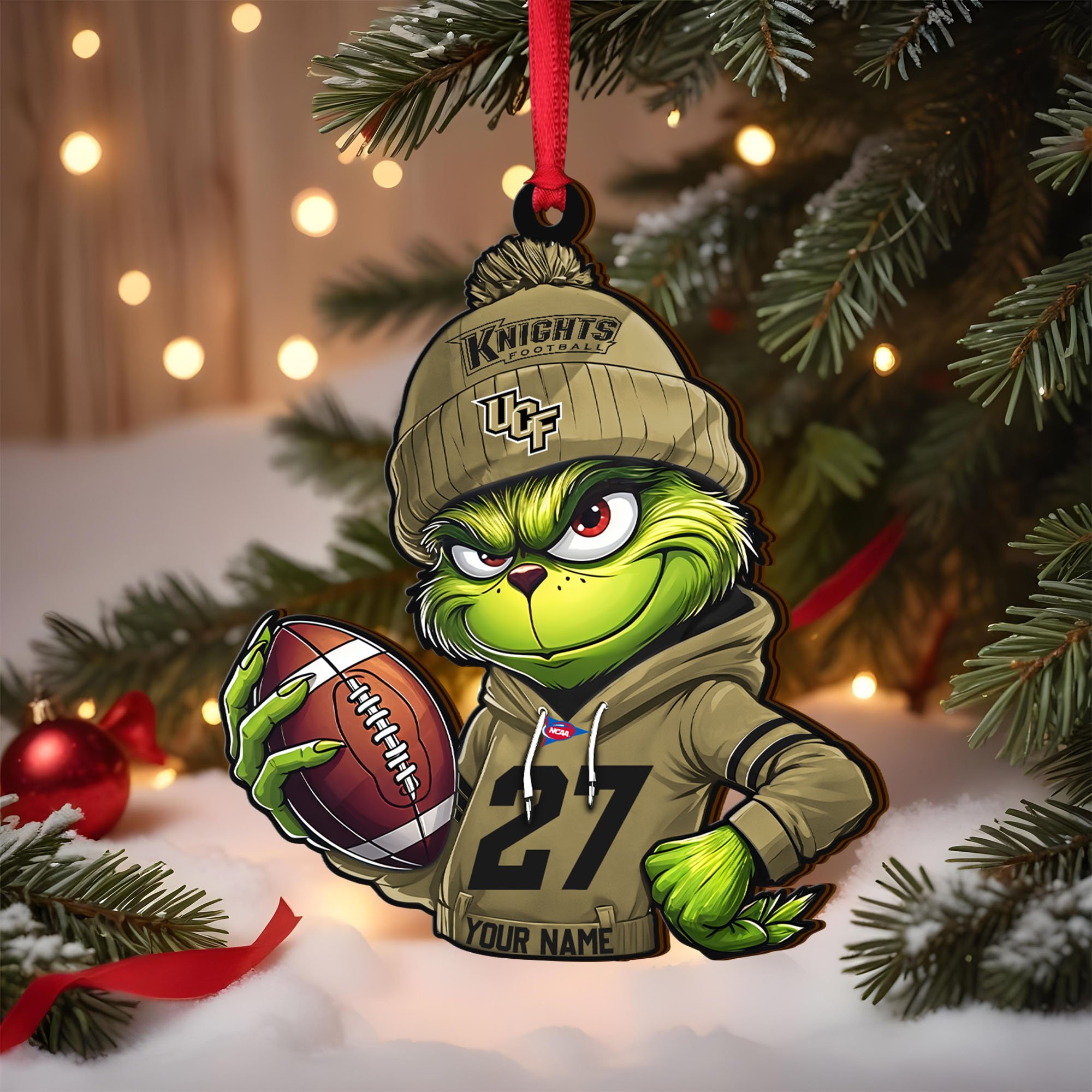 UCF Knights Wooden Ornament 2025 Version Custom Name And Number, Sport Team Ornament For Fans, Sport Gifts ETRG-63012