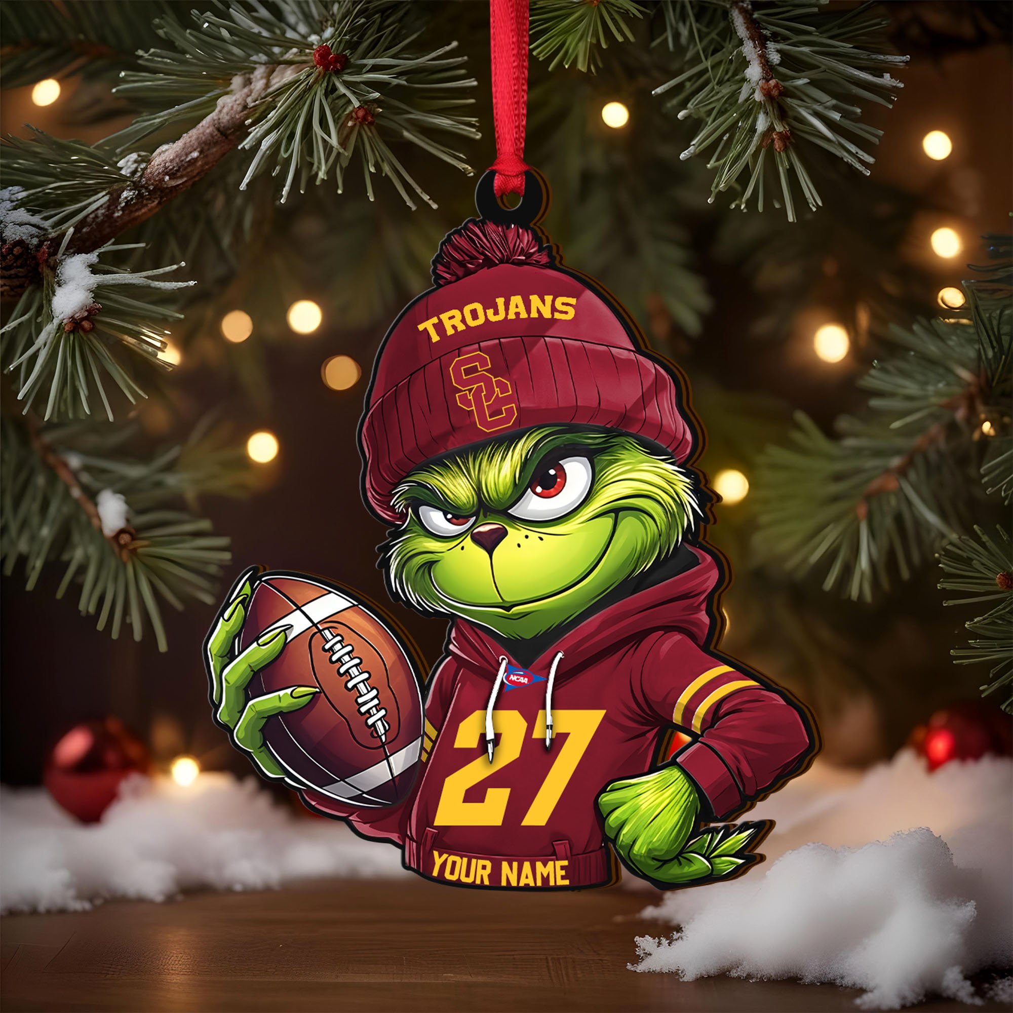 Alternative view of USC Trojans Wooden Ornament 2025 Version Custom Name And Number, Sport Team Ornament For Fans, Sport Gifts ETRG-63012