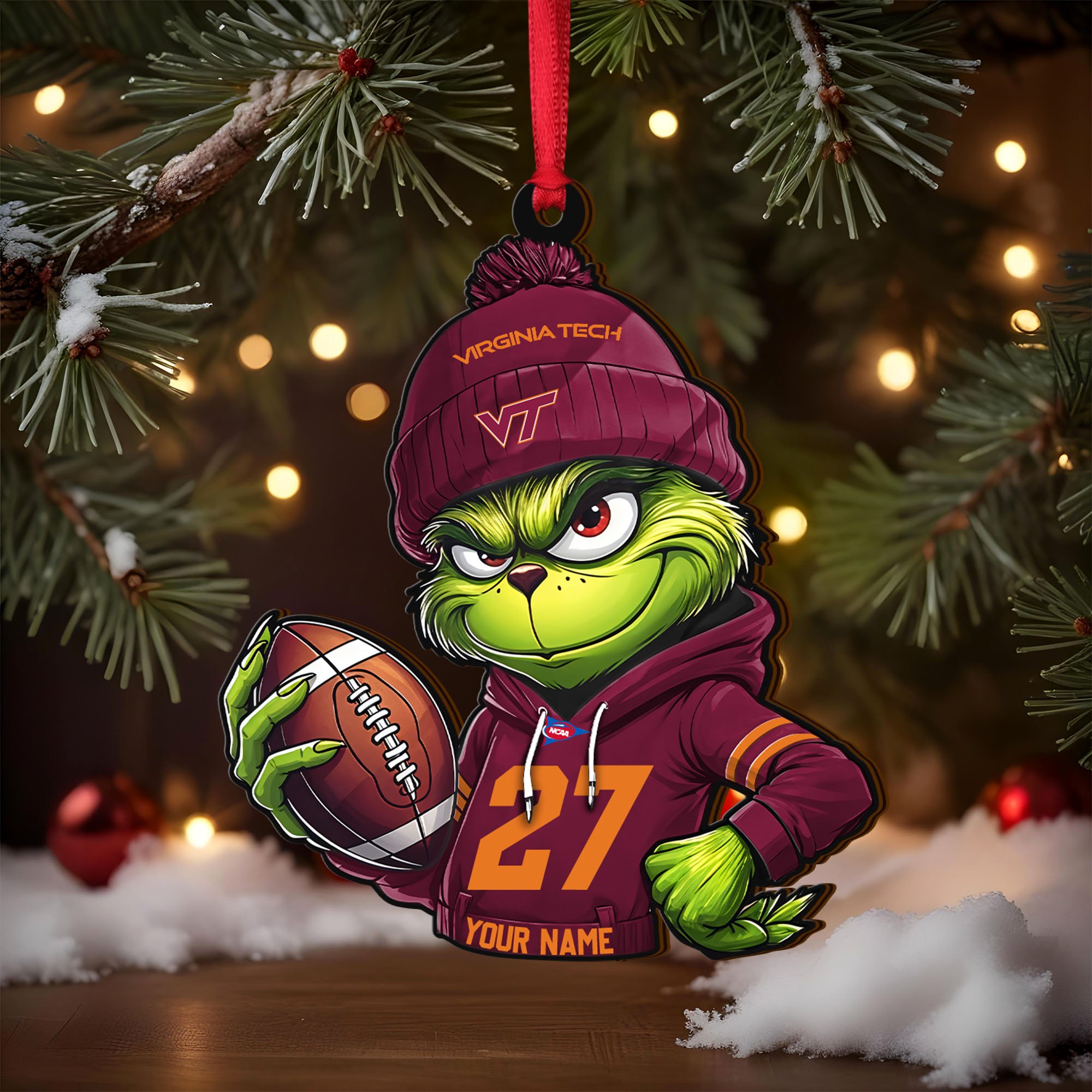 Alternative view of Virginia Tech Hokies Wooden Ornament 2025 Version Custom Name And Number, Sport Team Ornament For Fans, Sport Gifts ETRG-63012