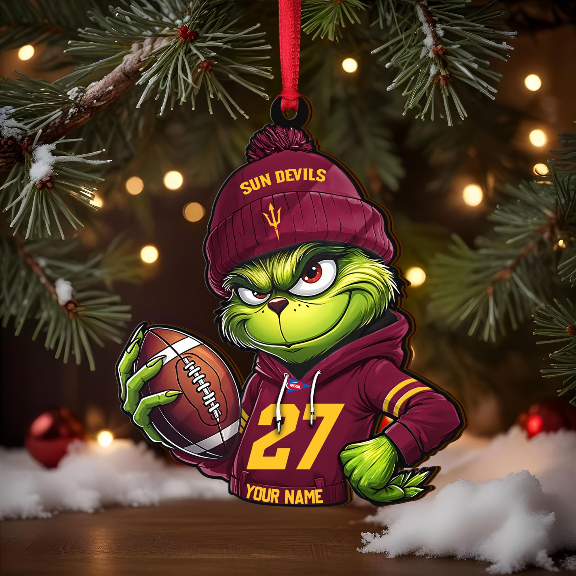 Alternative view of Arizona State Sun Devils Wooden Ornament 2025 Version Custom Name And Number, Sport Team Ornament For Fans, Sport Gifts ETRG-63012