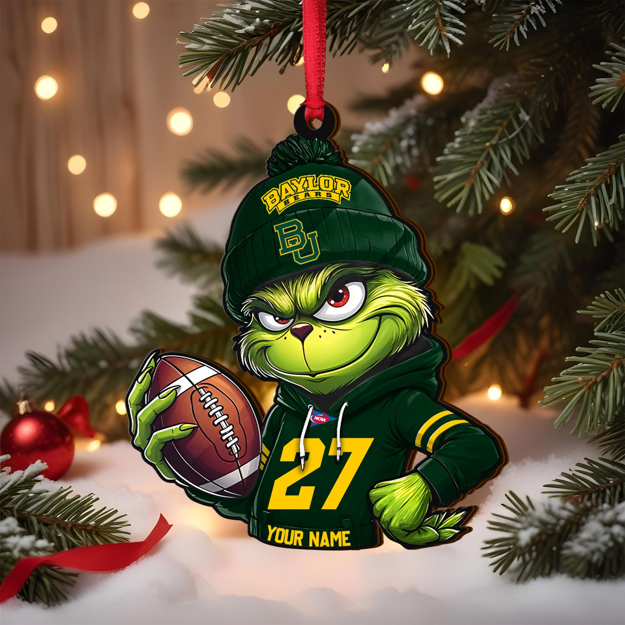 Baylor Bears Wooden Ornament 2025 Version Custom Name And Number, Sport Team Ornament For Fans, Sport Gifts ETRG-63012
