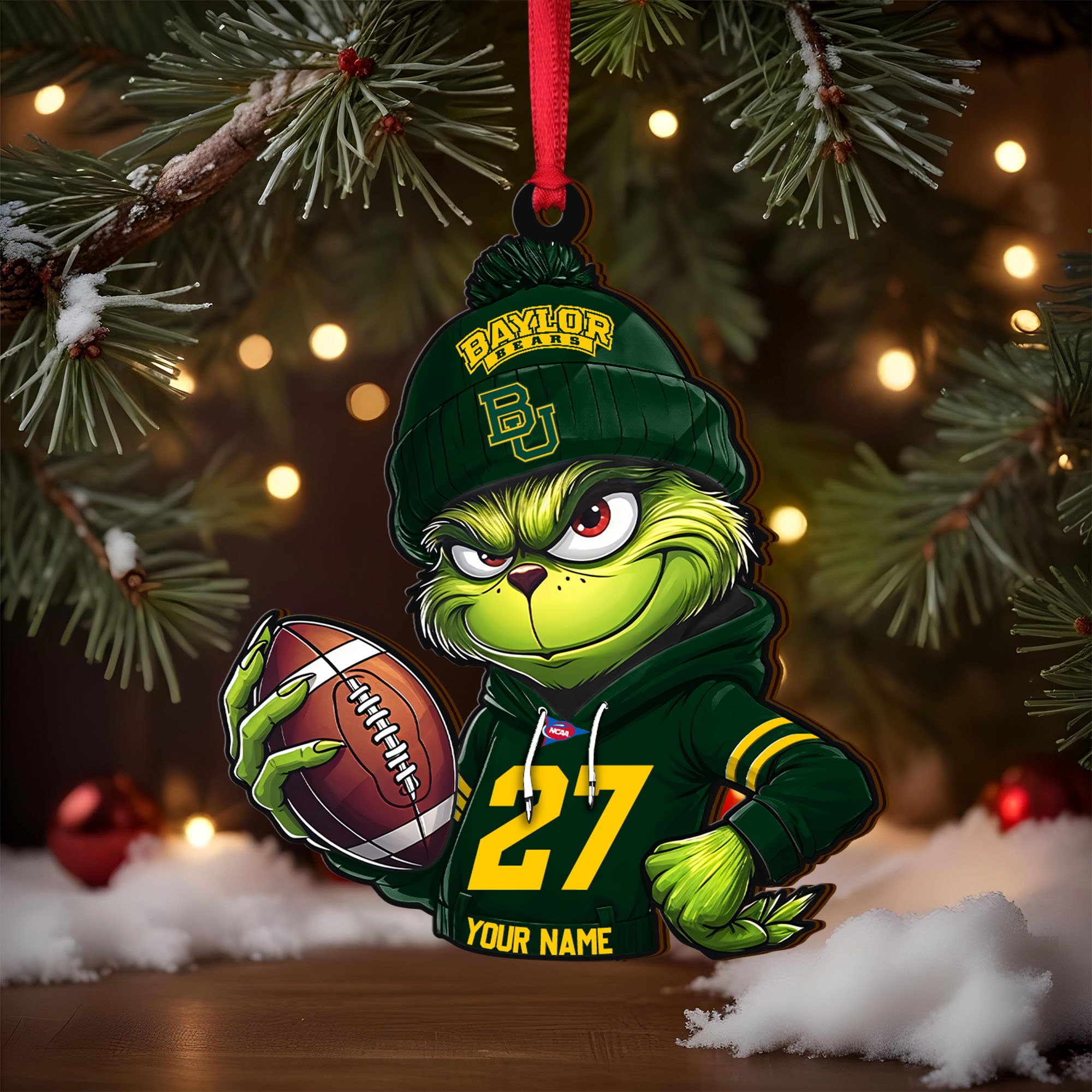 Alternative view of Baylor Bears Wooden Ornament 2025 Version Custom Name And Number, Sport Team Ornament For Fans, Sport Gifts ETRG-63012