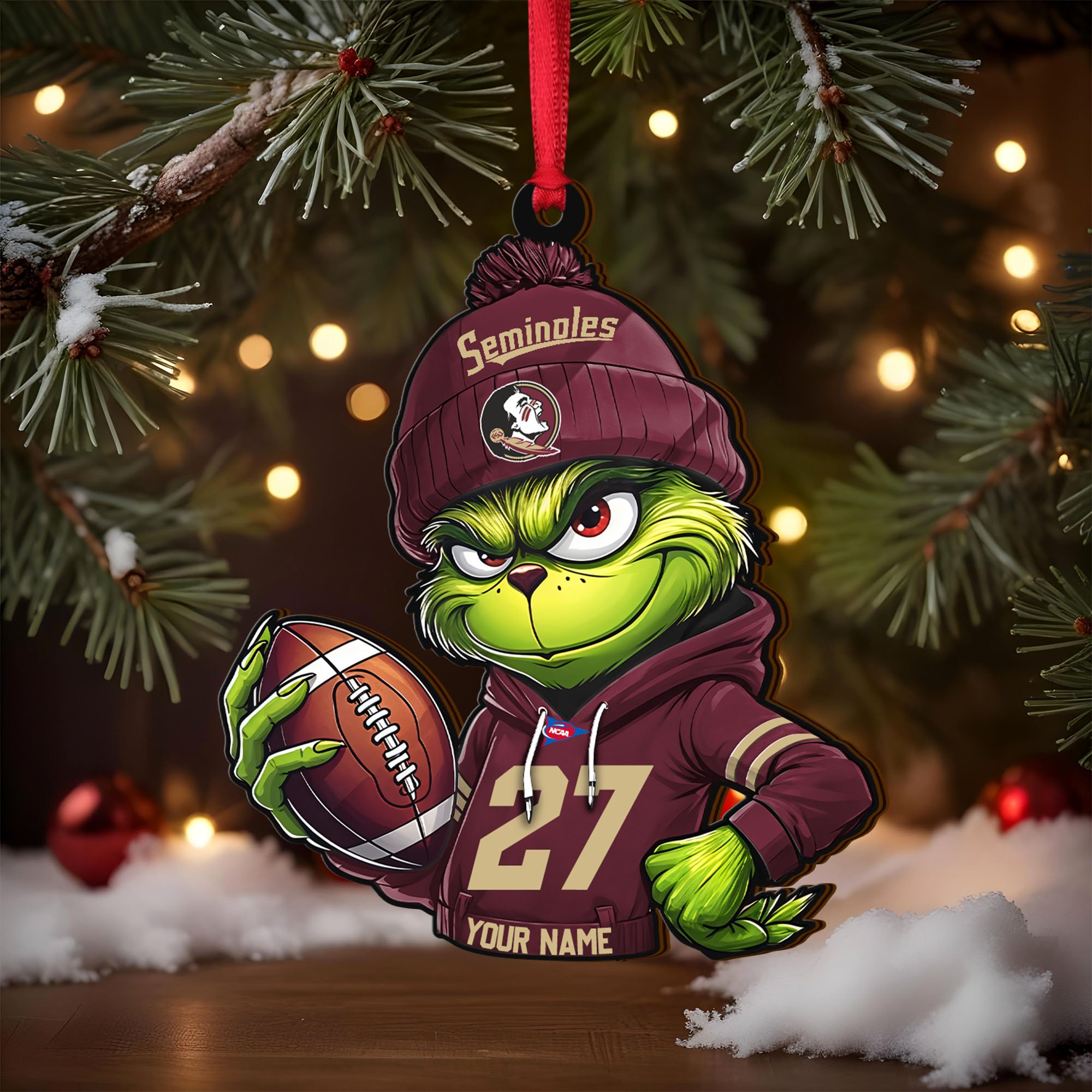 Alternative view of Florida State Seminoles Wooden Ornament 2025 Version Custom Name And Number, Sport Team Ornament For Fans, Sport Gifts ETRG-63012