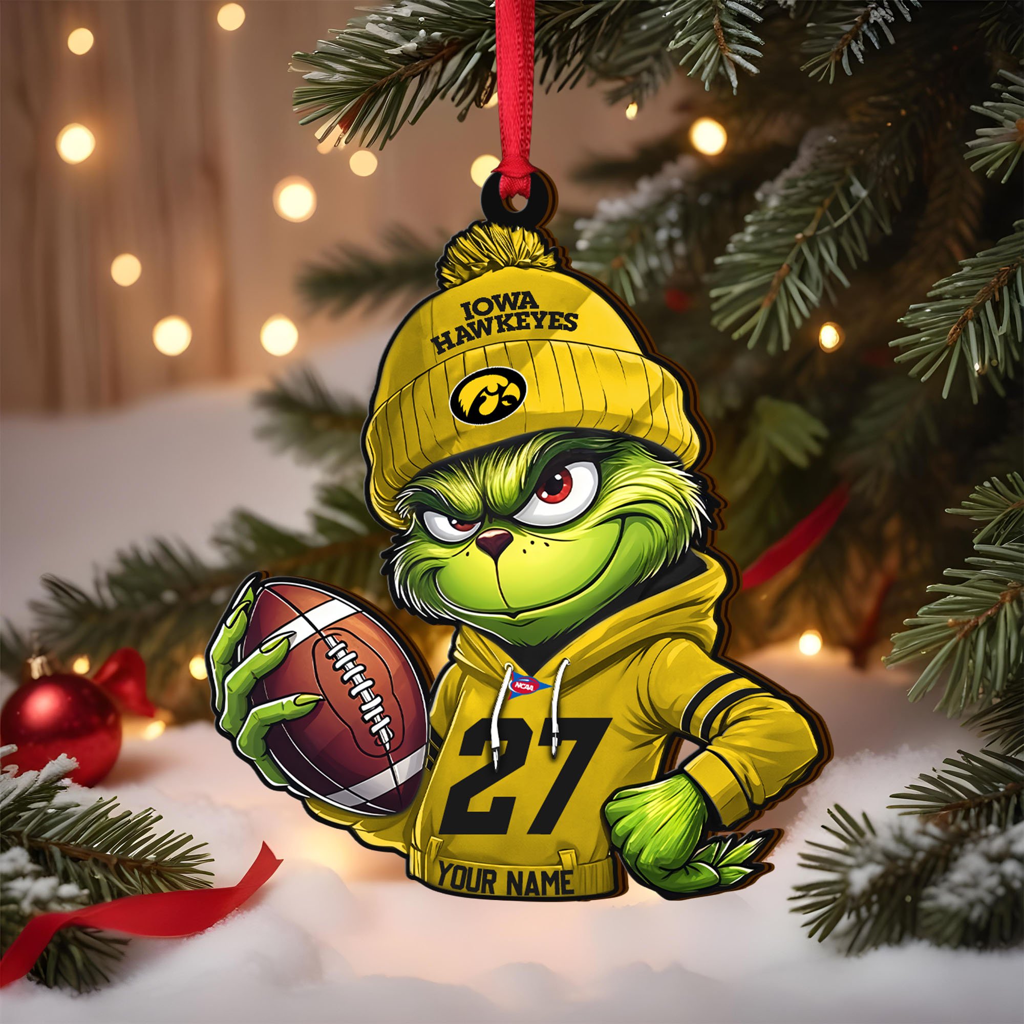Iowa Hawkeyes Wooden Ornament 2025 Version Custom Name And Number, Sport Team Ornament For Fans, Sport Gifts ETRG-63012