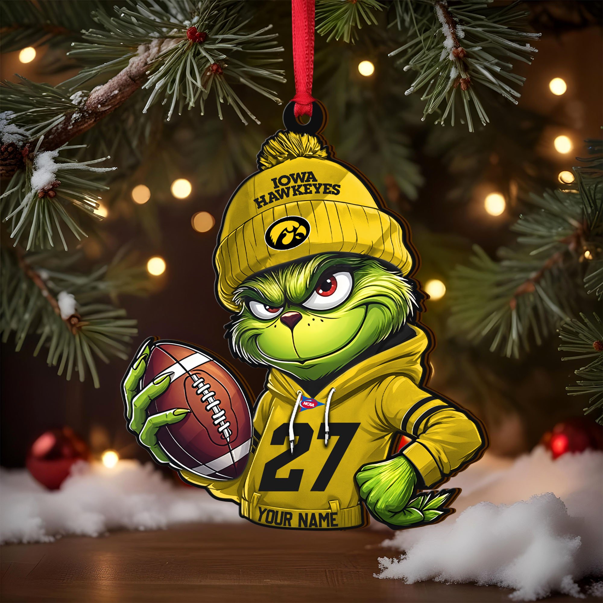 Alternative view of Iowa Hawkeyes Wooden Ornament 2025 Version Custom Name And Number, Sport Team Ornament For Fans, Sport Gifts ETRG-63012