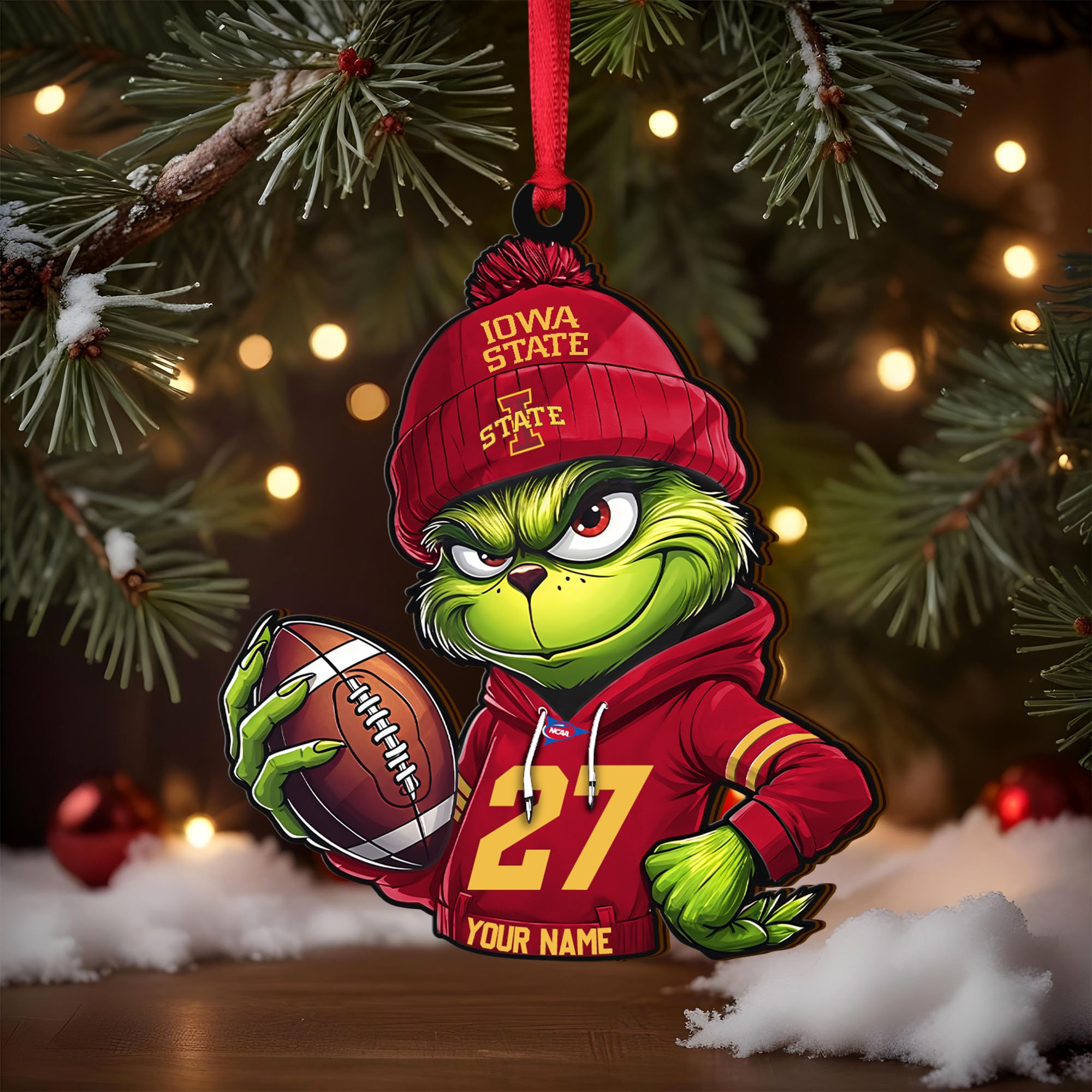 Alternative view of Iowa State Cyclones Wooden Ornament 2025 Version Custom Name And Number, Sport Team Ornament For Fans, Sport Gifts ETRG-63012