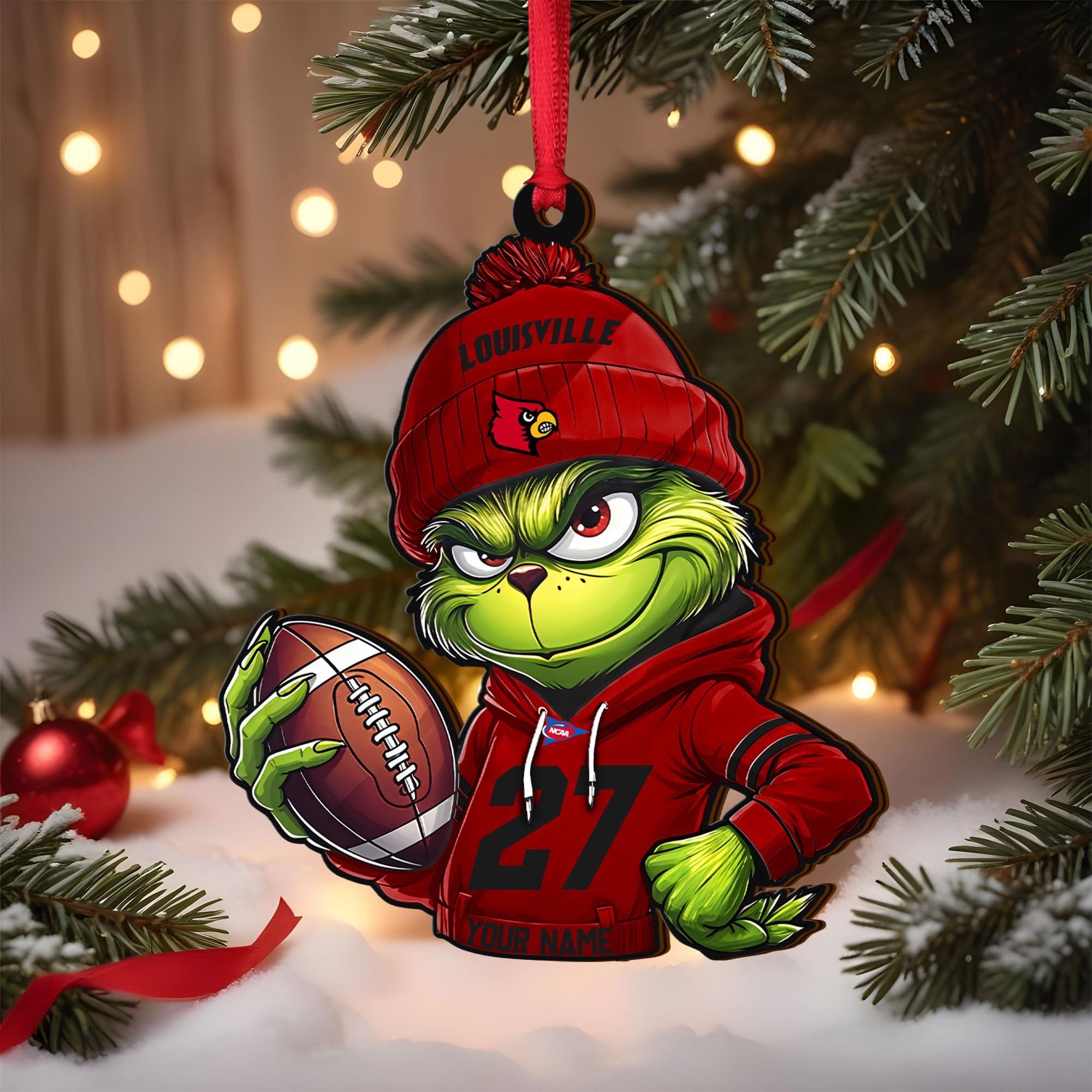 Louisville Cardinals Wooden Ornament 2025 Version Custom Name And Number, Sport Team Ornament For Fans, Sport Gifts ETRG-63012