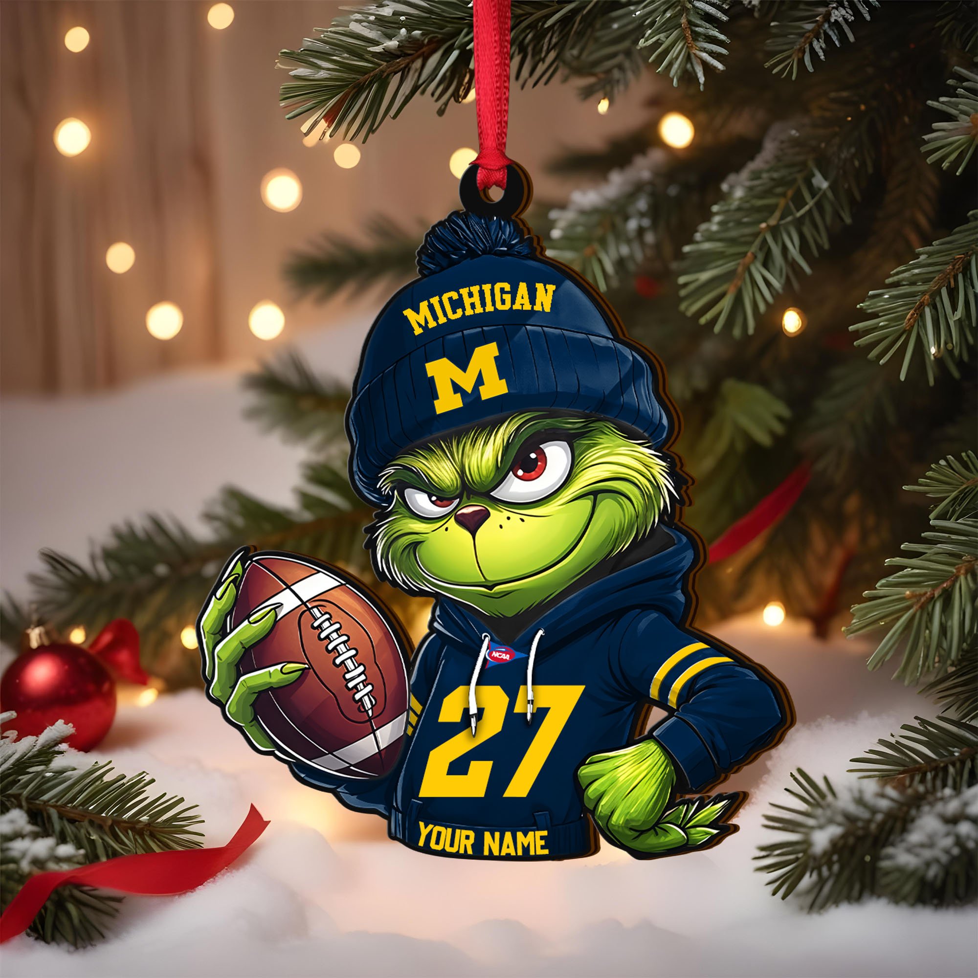 Michigan Wolverines Wooden Ornament 2025 Version Custom Name And Number, Sport Team Ornament For Fans, Sport Gifts ETRG-63012