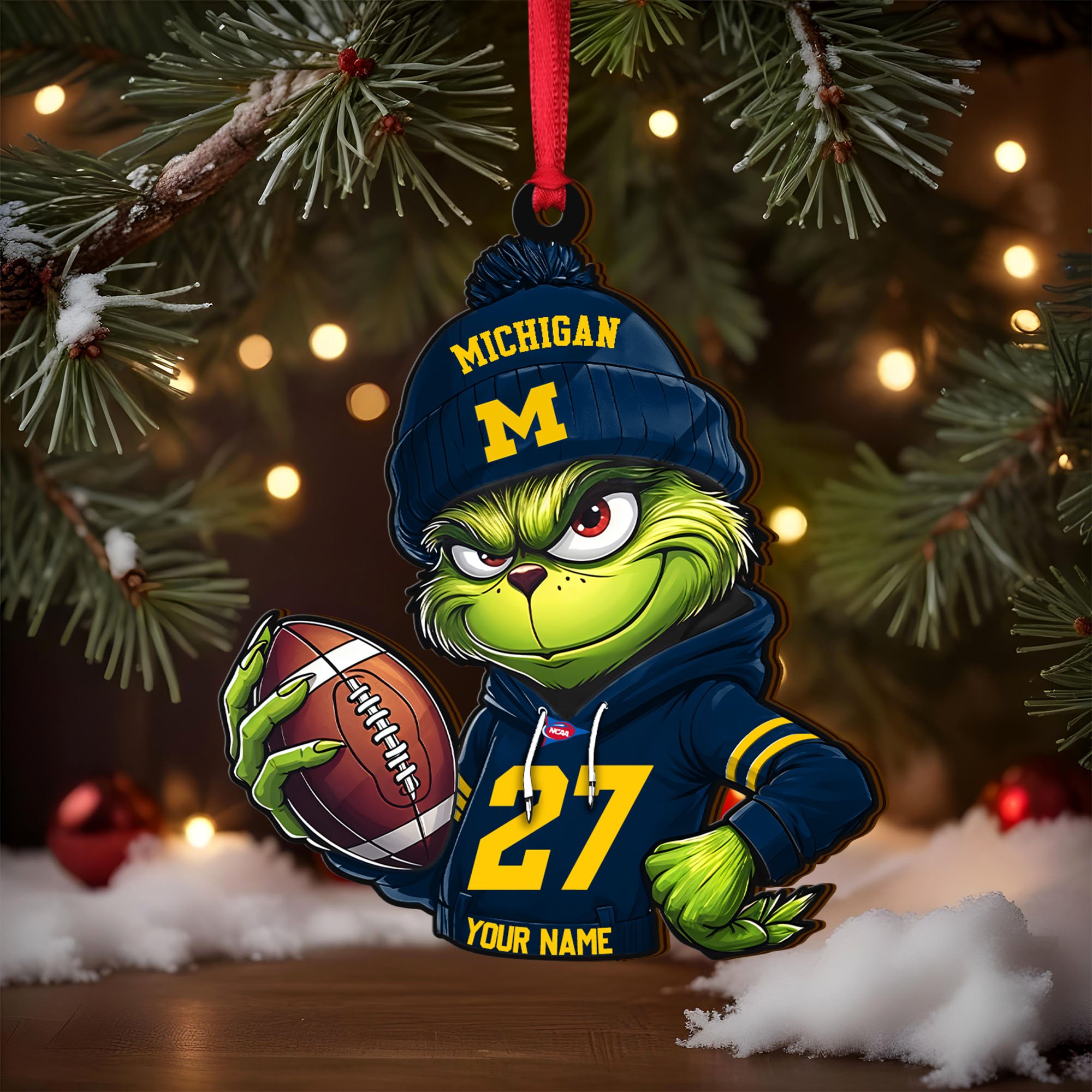 Alternative view of Michigan Wolverines Wooden Ornament 2025 Version Custom Name And Number, Sport Team Ornament For Fans, Sport Gifts ETRG-63012