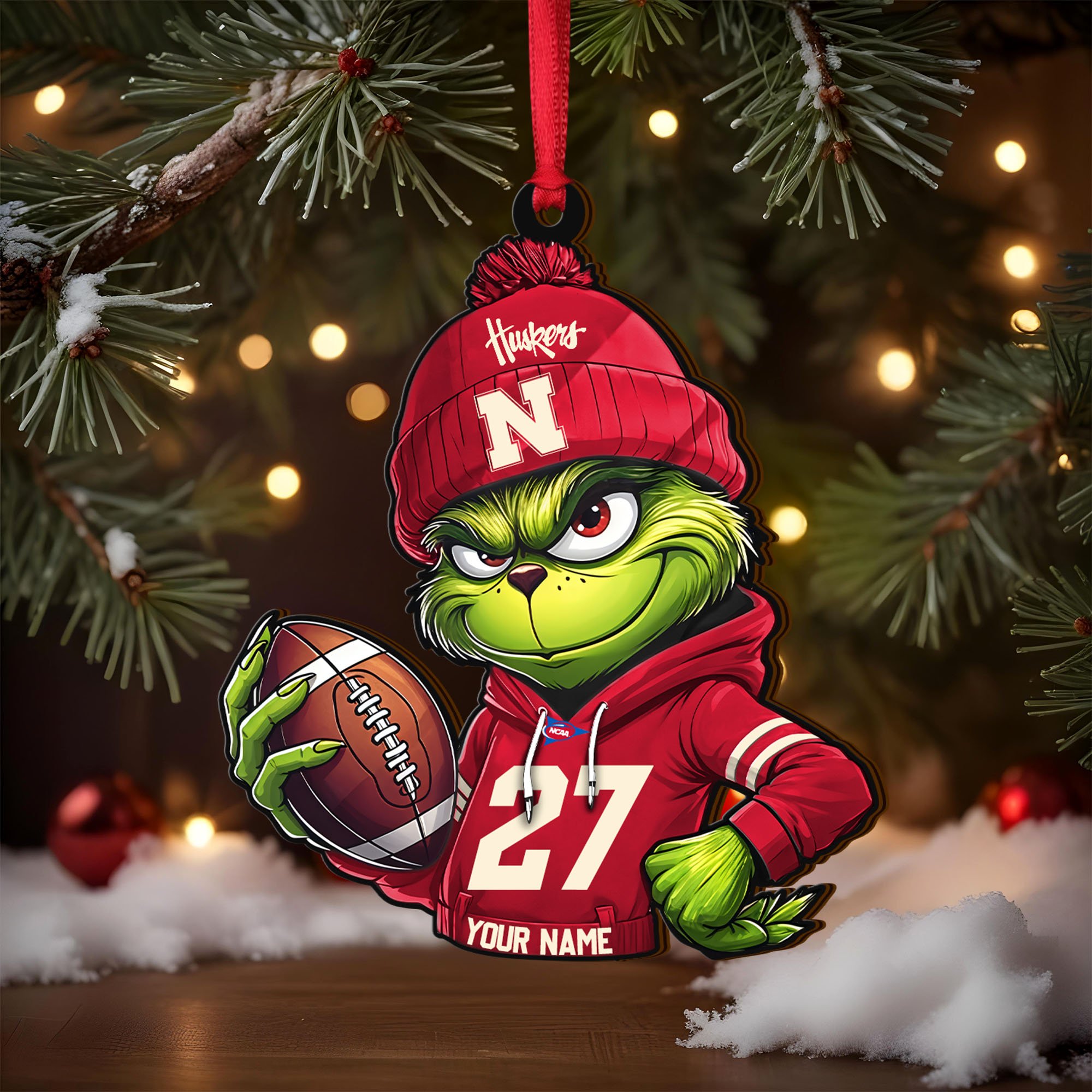 Alternative view of Nebraska Cornhuskers Wooden Ornament 2025 Version Custom Name And Number, Sport Team Ornament For Fans, Sport Gifts ETRG-63012