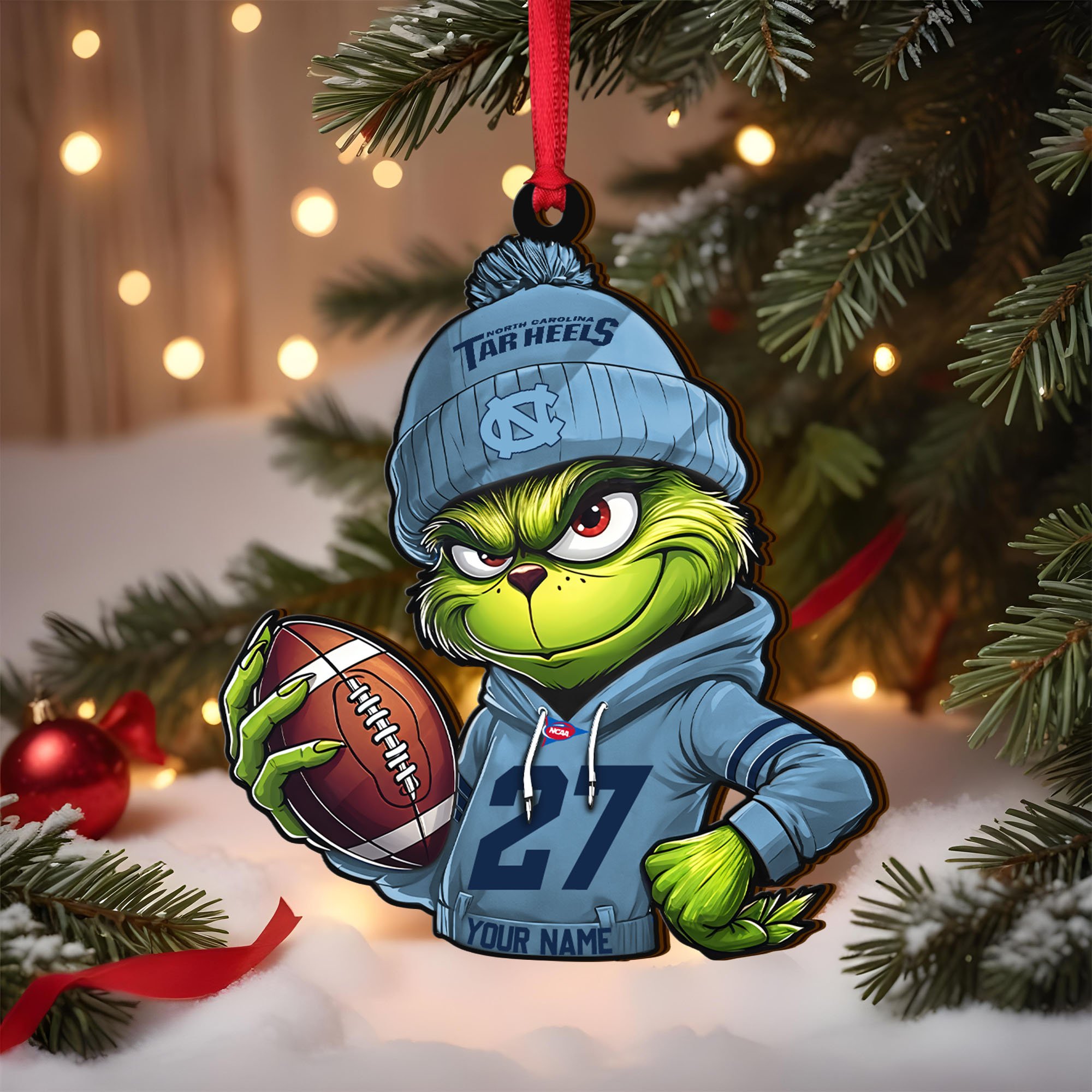 North Carolina Tar Heels Wooden Ornament 2025 Version Custom Name And Number, Sport Team Ornament For Fans, Sport Gifts ETRG-63012