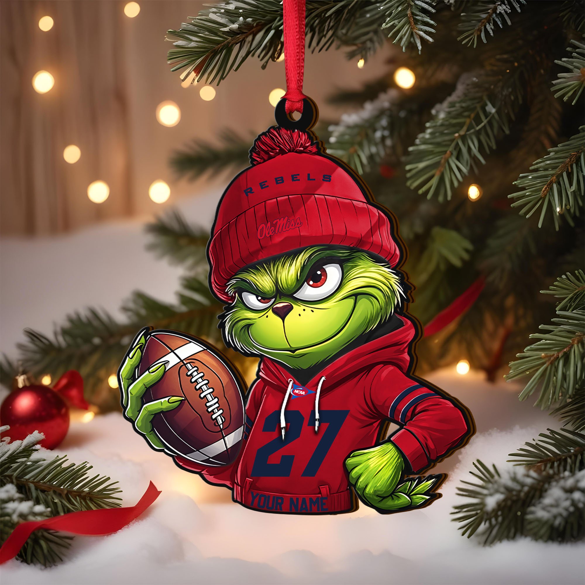 Ole Miss Rebels Wooden Ornament 2025 Version Custom Name And Number, Sport Team Ornament For Fans, Sport Gifts ETRG-63012