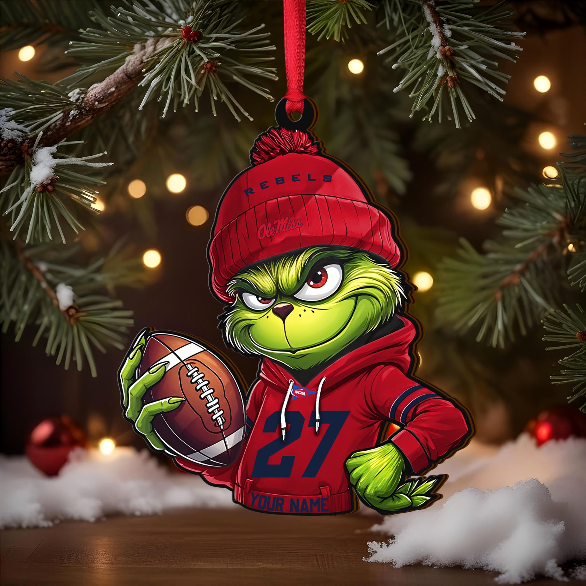 Alternative view of Ole Miss Rebels Wooden Ornament 2025 Version Custom Name And Number, Sport Team Ornament For Fans, Sport Gifts ETRG-63012