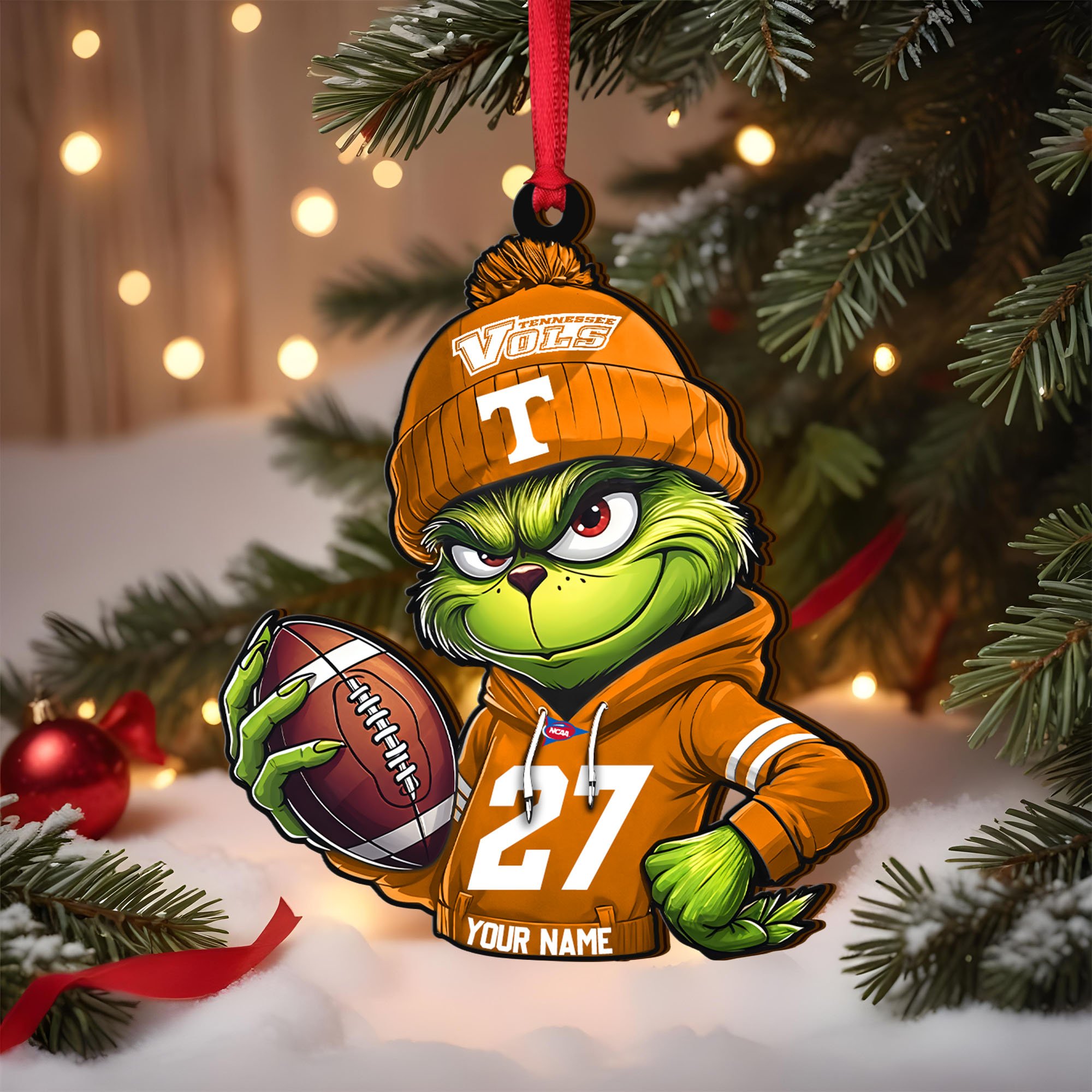 Tennessee Volunteers Wooden Ornament 2025 Version Custom Name And Number, Sport Team Ornament For Fans, Sport Gifts ETRG-63012
