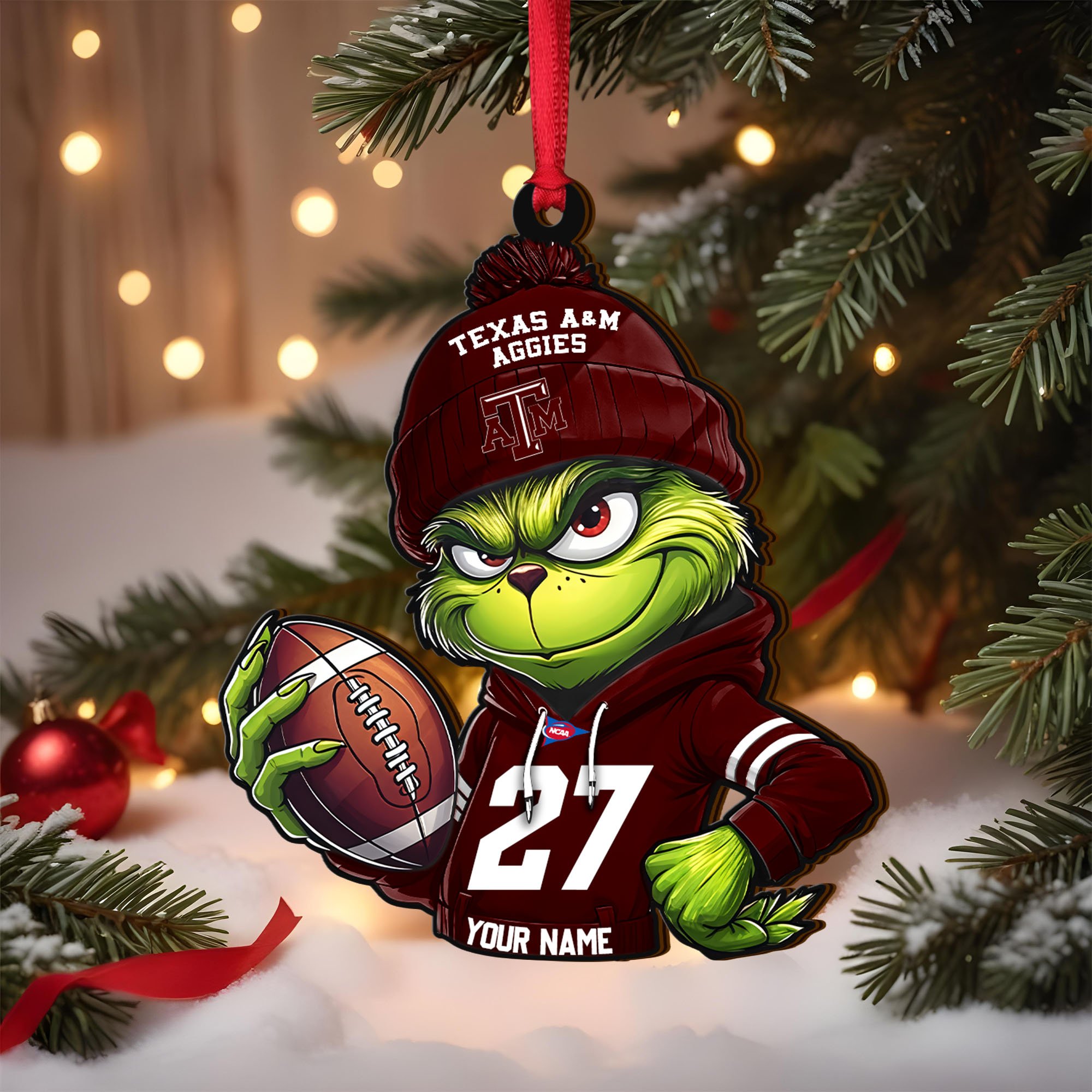 Texas A&M Aggies Wooden Ornament 2025 Version Custom Name And Number, Sport Team Ornament For Fans, Sport Gifts ETRG-63012