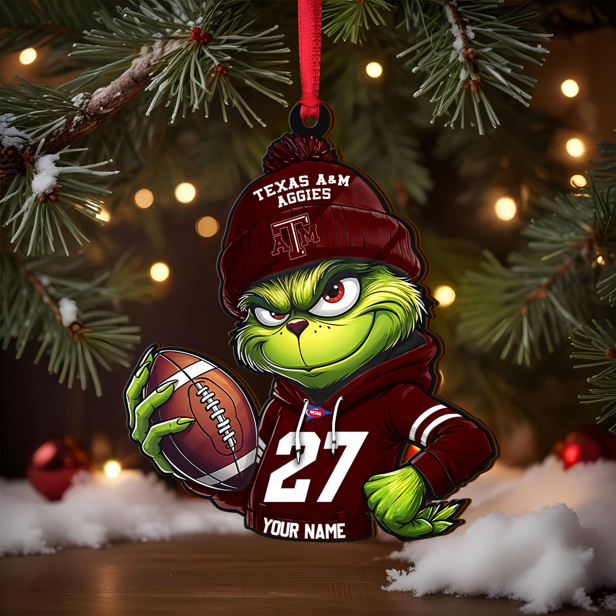 Alternative view of Texas A&M Aggies Wooden Ornament 2025 Version Custom Name And Number, Sport Team Ornament For Fans, Sport Gifts ETRG-63012
