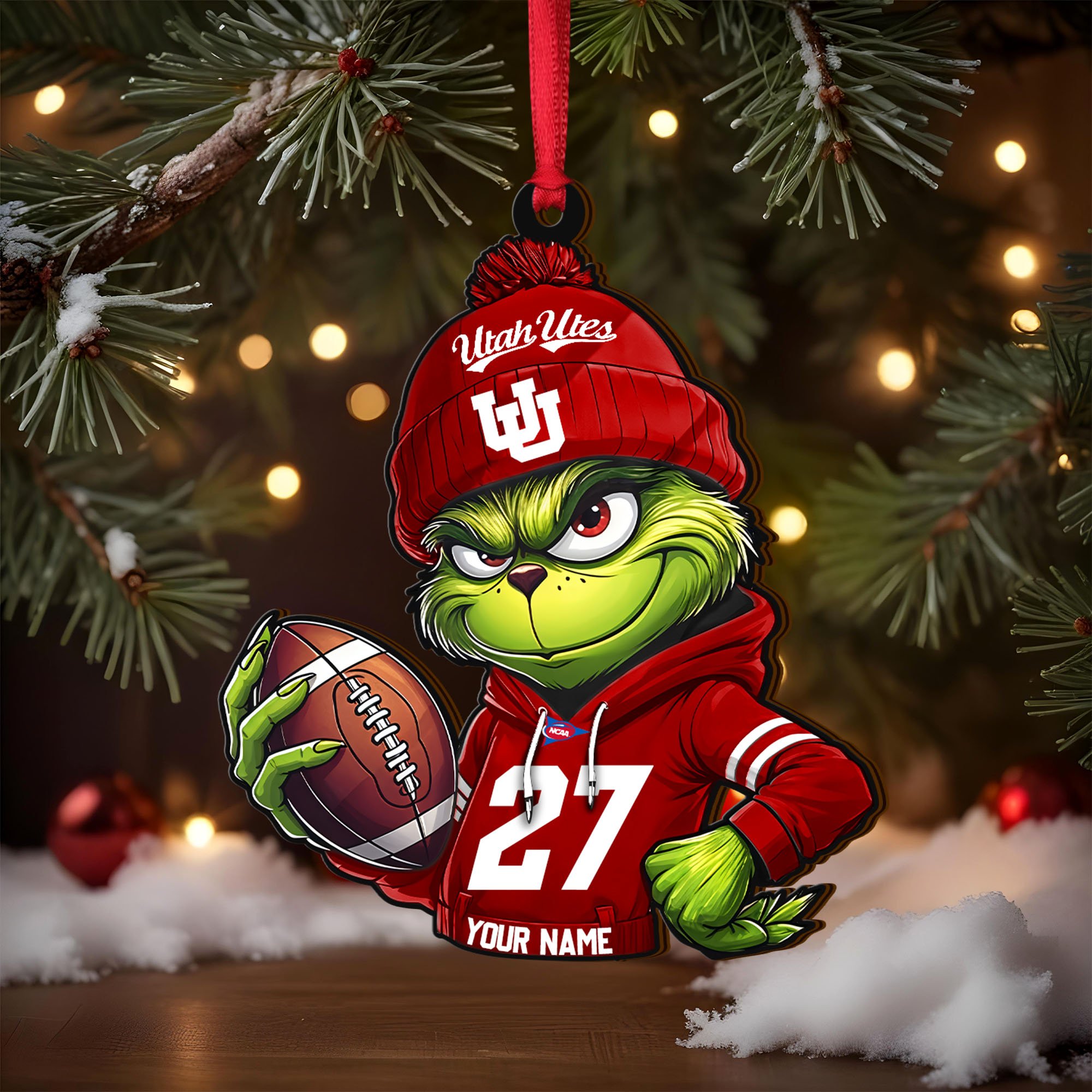 Alternative view of Utah Utes Wooden Ornament 2025 Version Custom Name And Number, Sport Team Ornament For Fans, Sport Gifts ETRG-63012