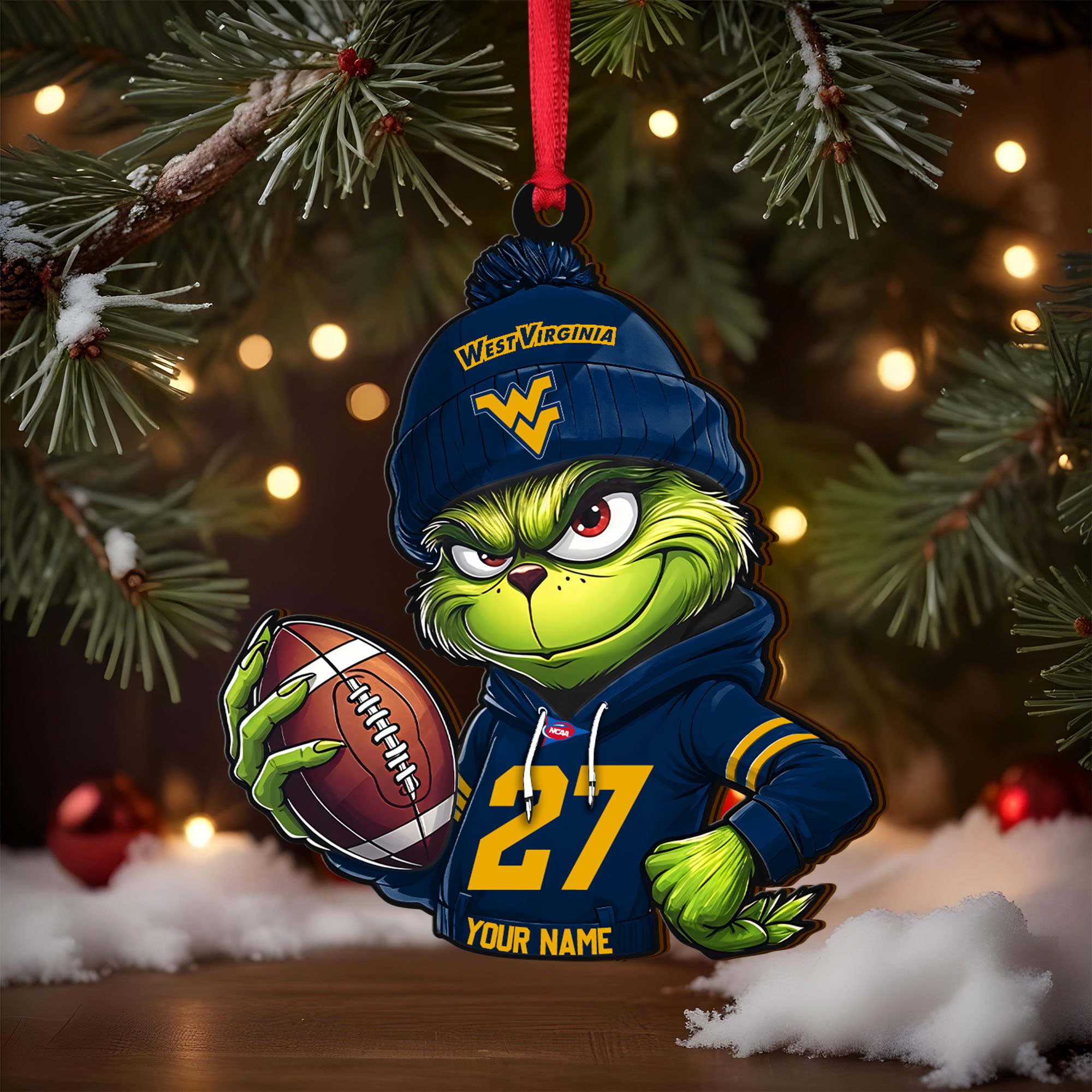 Alternative view of West Virginia Mountaineers Wooden Ornament 2025 Version Custom Name And Number, Sport Team Ornament For Fans, Sport Gifts ETRG-63012
