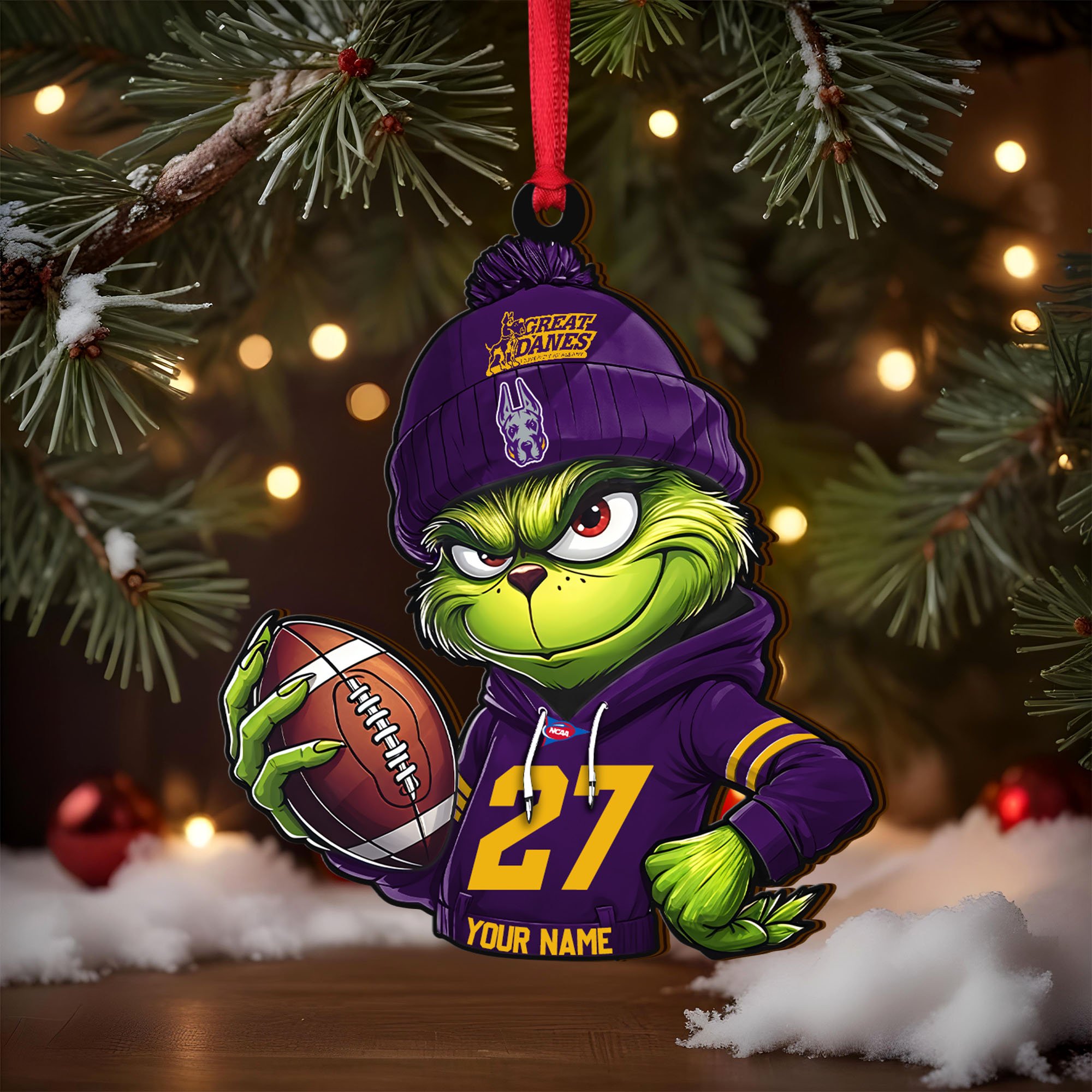 Alternative view of Albany Great Danes Wooden Ornament 2025 Version Custom Name And Number, Sport Team Ornament For Fans, Sport Gifts ETRG-63012