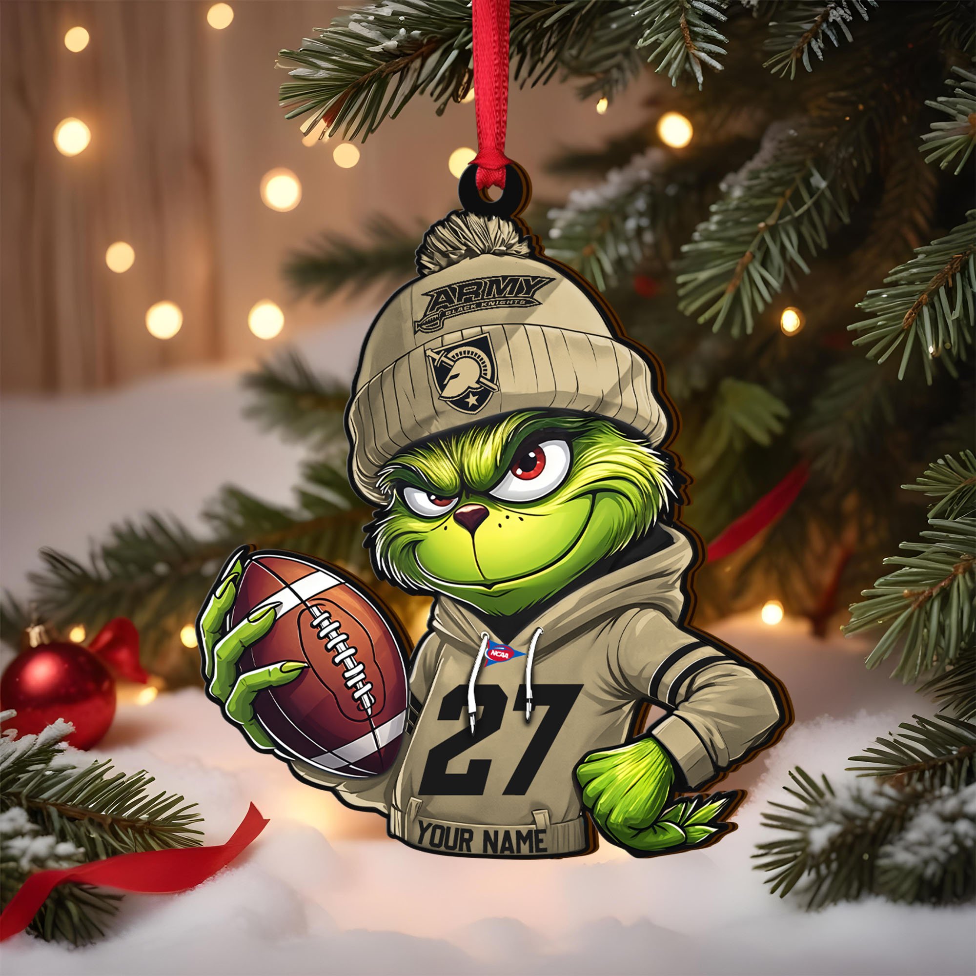 Army Black Knights Wooden Ornament 2025 Version Custom Name And Number, Sport Team Ornament For Fans, Sport Gifts ETRG-63012