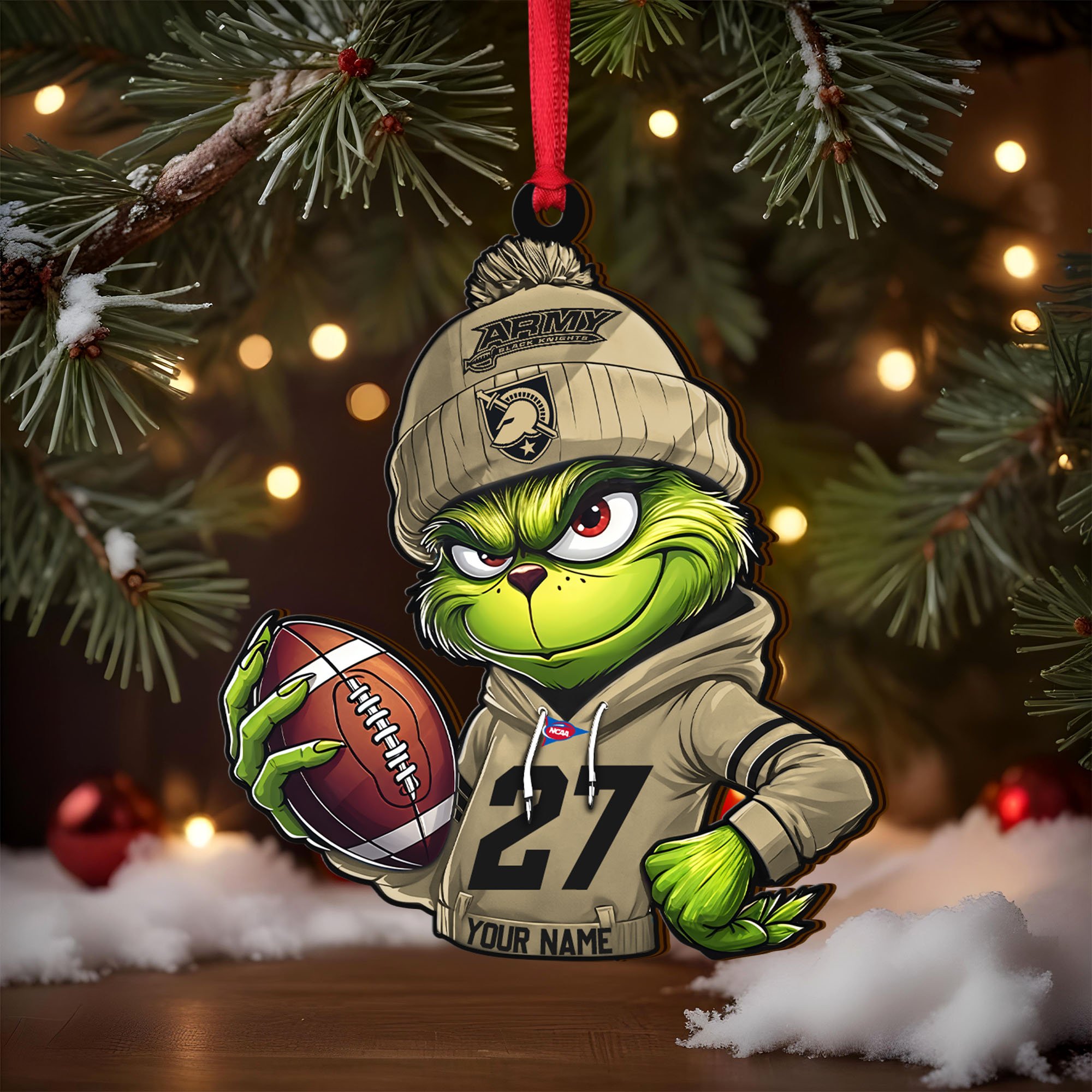 Alternative view of Army Black Knights Wooden Ornament 2025 Version Custom Name And Number, Sport Team Ornament For Fans, Sport Gifts ETRG-63012