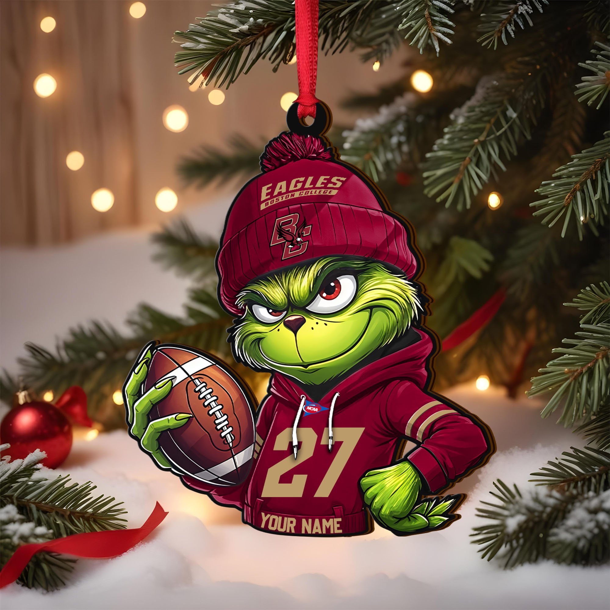 Boston College Eagles Wooden Ornament 2025 Version Custom Name And Number, Sport Team Ornament For Fans, Sport Gifts ETRG-63012