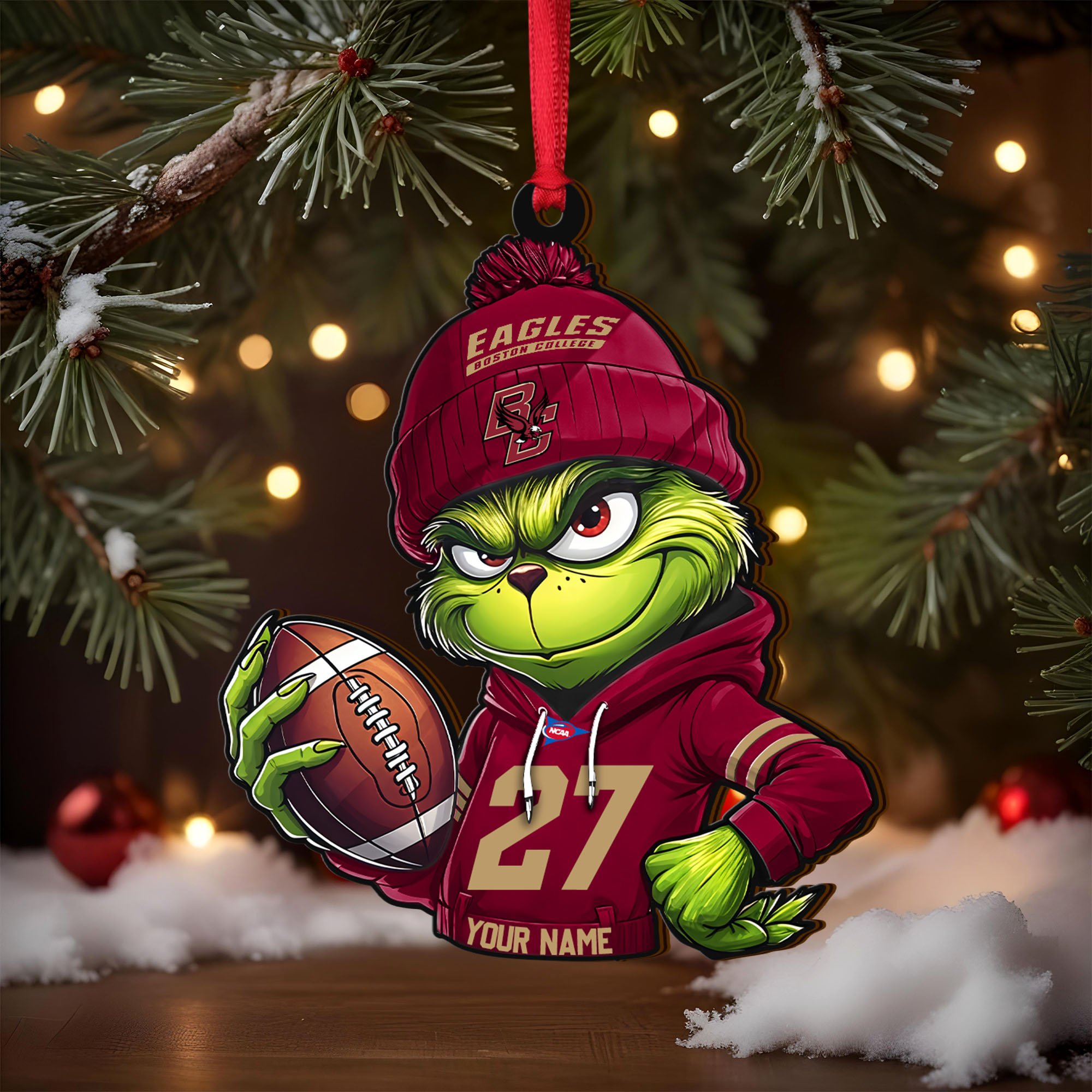 Alternative view of Boston College Eagles Wooden Ornament 2025 Version Custom Name And Number, Sport Team Ornament For Fans, Sport Gifts ETRG-63012