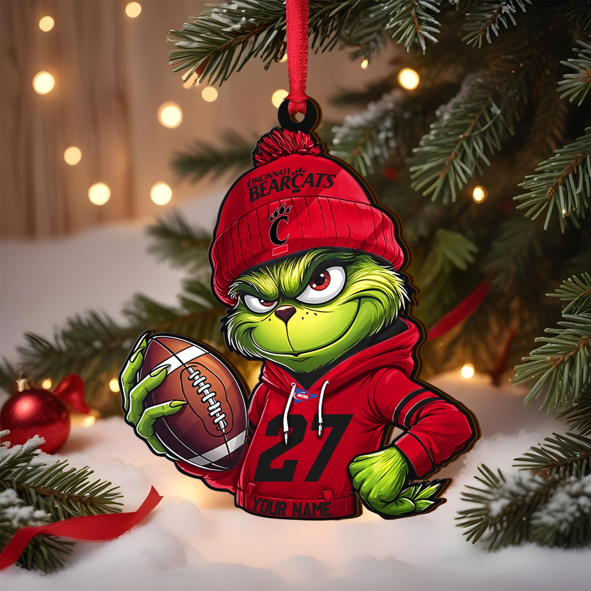 Cincinnati Bearcats Wooden Ornament 2025 Version Custom Name And Number, Sport Team Ornament For Fans, Sport Gifts ETRG-63012