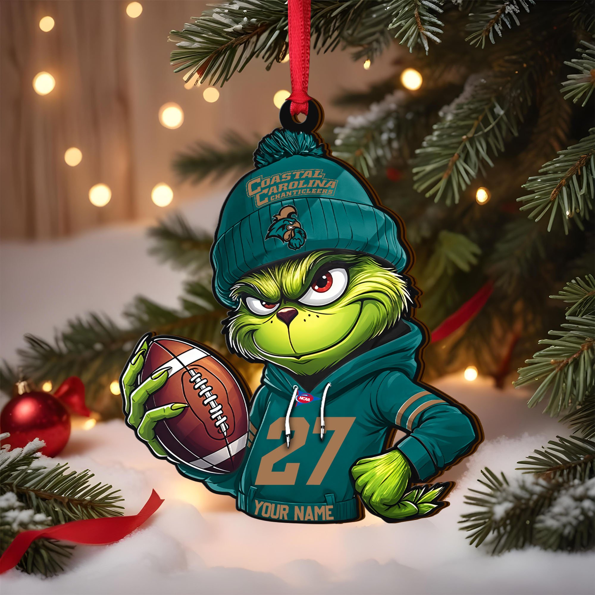 Coastal Carolina Chanticleers Wooden Ornament 2025 Version Custom Name And Number, Sport Team Ornament For Fans, Sport Gifts ETRG-63012