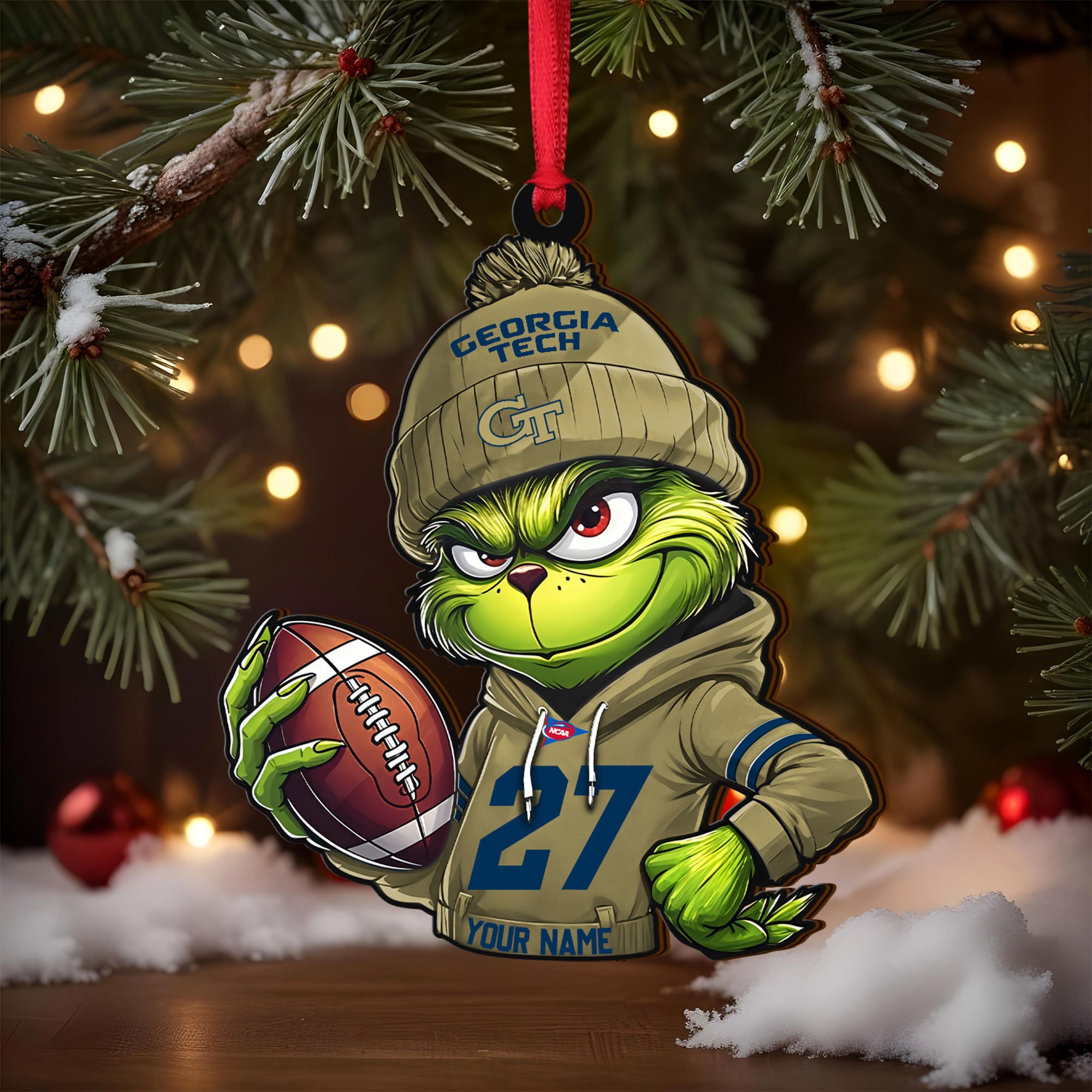 Alternative view of Georgia Tech Yellow Jackets Wooden Ornament 2025 Version Custom Name And Number, Sport Team Ornament For Fans, Sport Gifts ETRG-63012