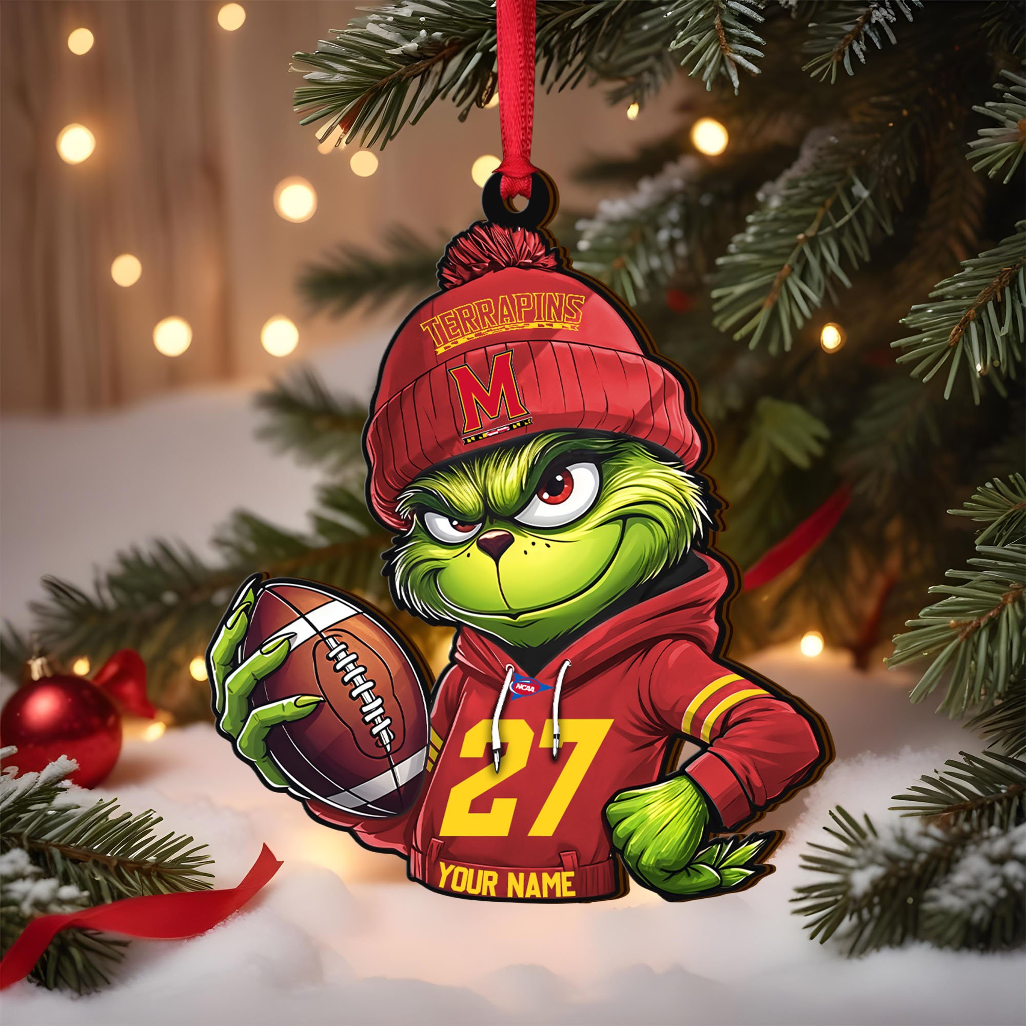 Maryland Terrapins Wooden Ornament 2025 Version Custom Name And Number, Sport Team Ornament For Fans, Sport Gifts ETRG-63012