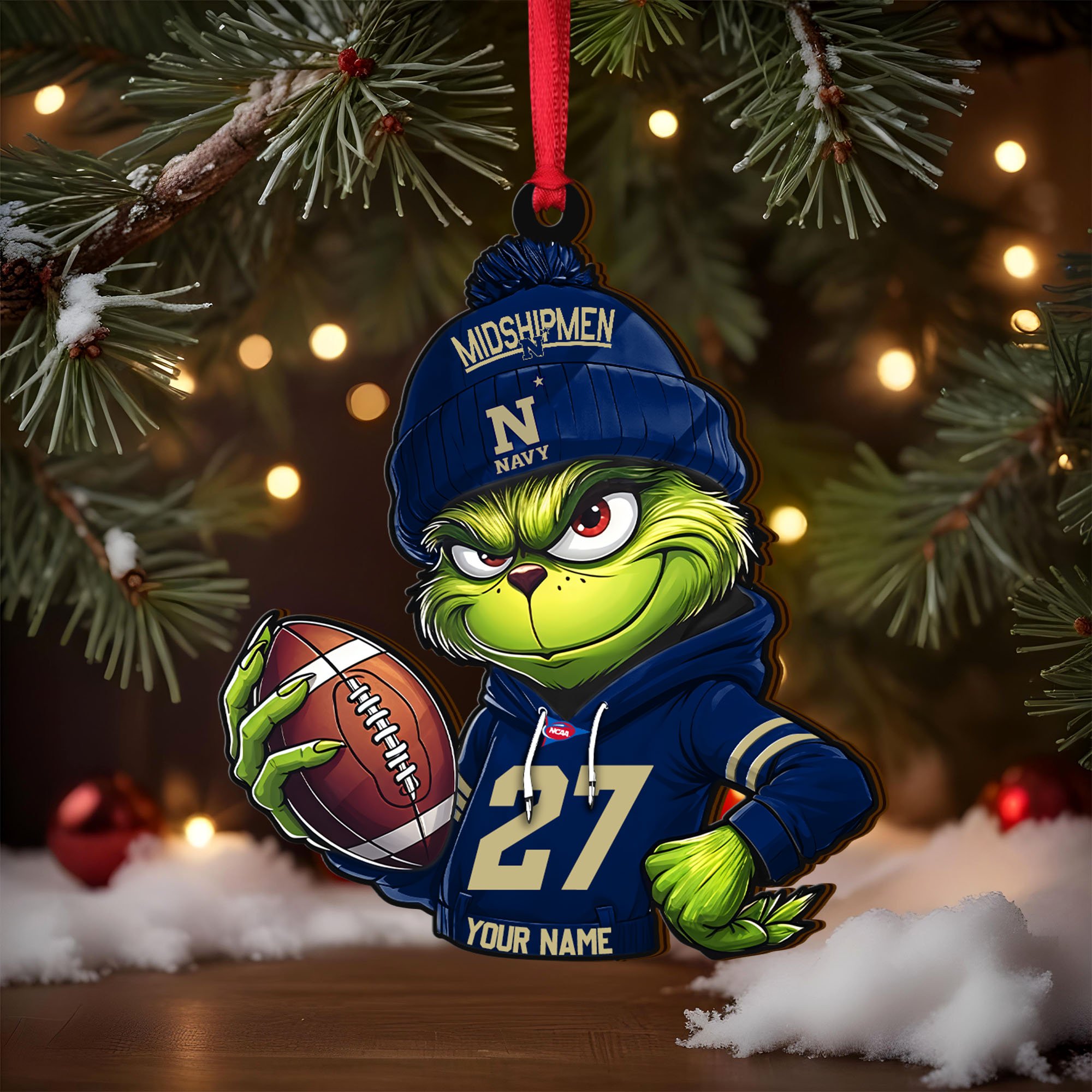Alternative view of Navy Midshipmen Wooden Ornament 2025 Version Custom Name And Number, Sport Team Ornament For Fans, Sport Gifts ETRG-63012