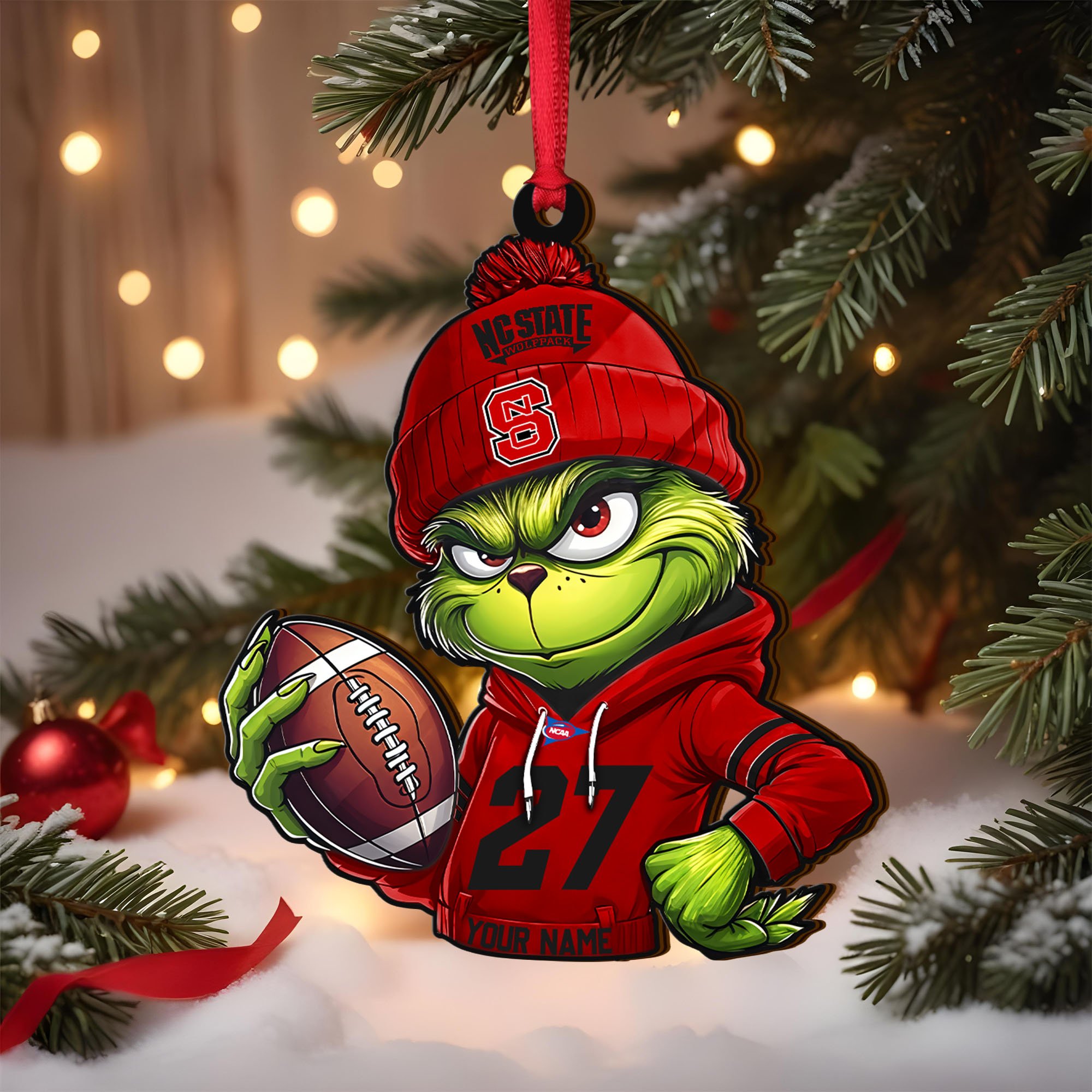 NC State Wolfpack Wooden Ornament 2025 Version Custom Name And Number, Sport Team Ornament For Fans, Sport Gifts ETRG-63012