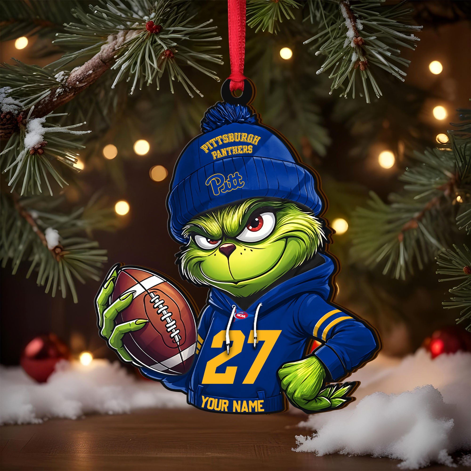 Alternative view of Pittsburgh Panthers Wooden Ornament 2025 Version Custom Name And Number, Sport Team Ornament For Fans, Sport Gifts ETRG-63012
