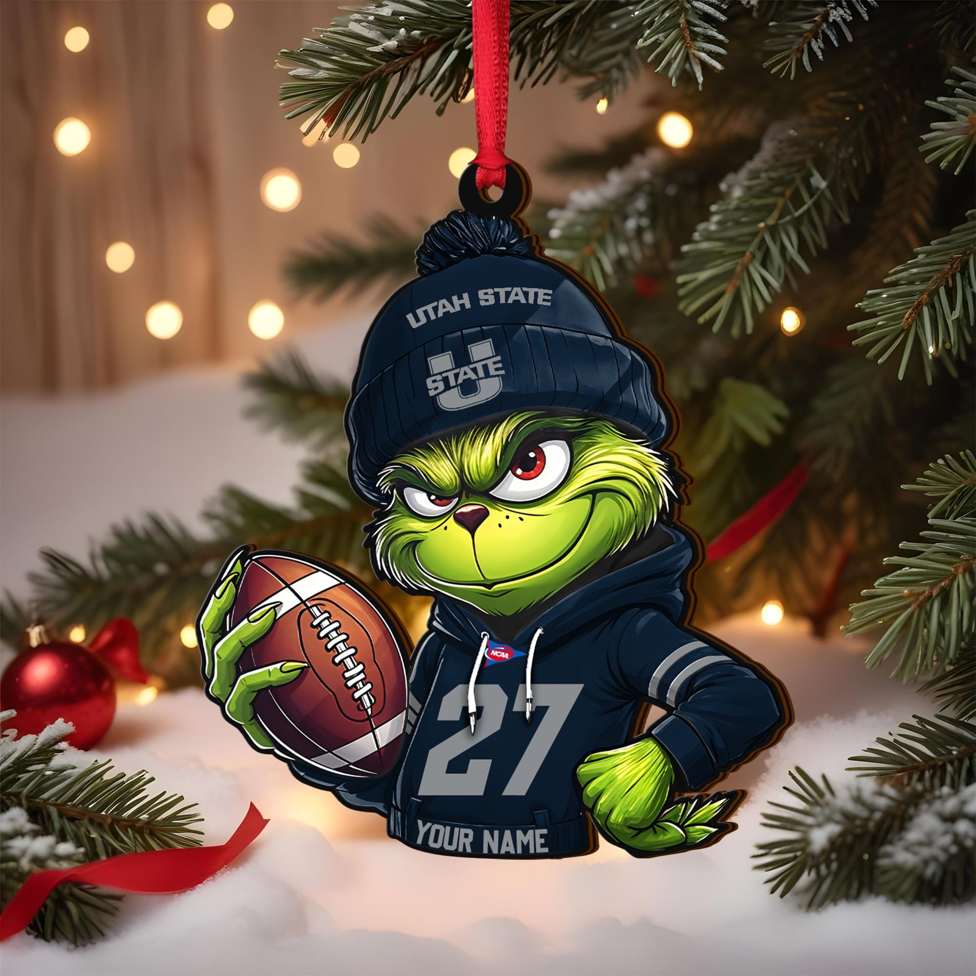 Utah State Aggies Wooden Ornament 2025 Version Custom Name And Number, Sport Team Ornament For Fans, Sport Gifts ETRG-63012