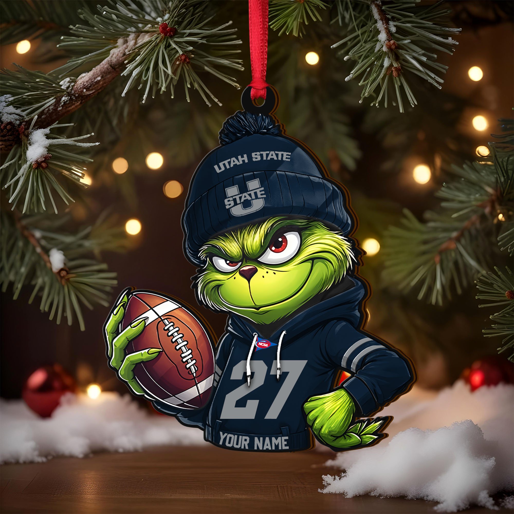 Alternative view of Utah State Aggies Wooden Ornament 2025 Version Custom Name And Number, Sport Team Ornament For Fans, Sport Gifts ETRG-63012