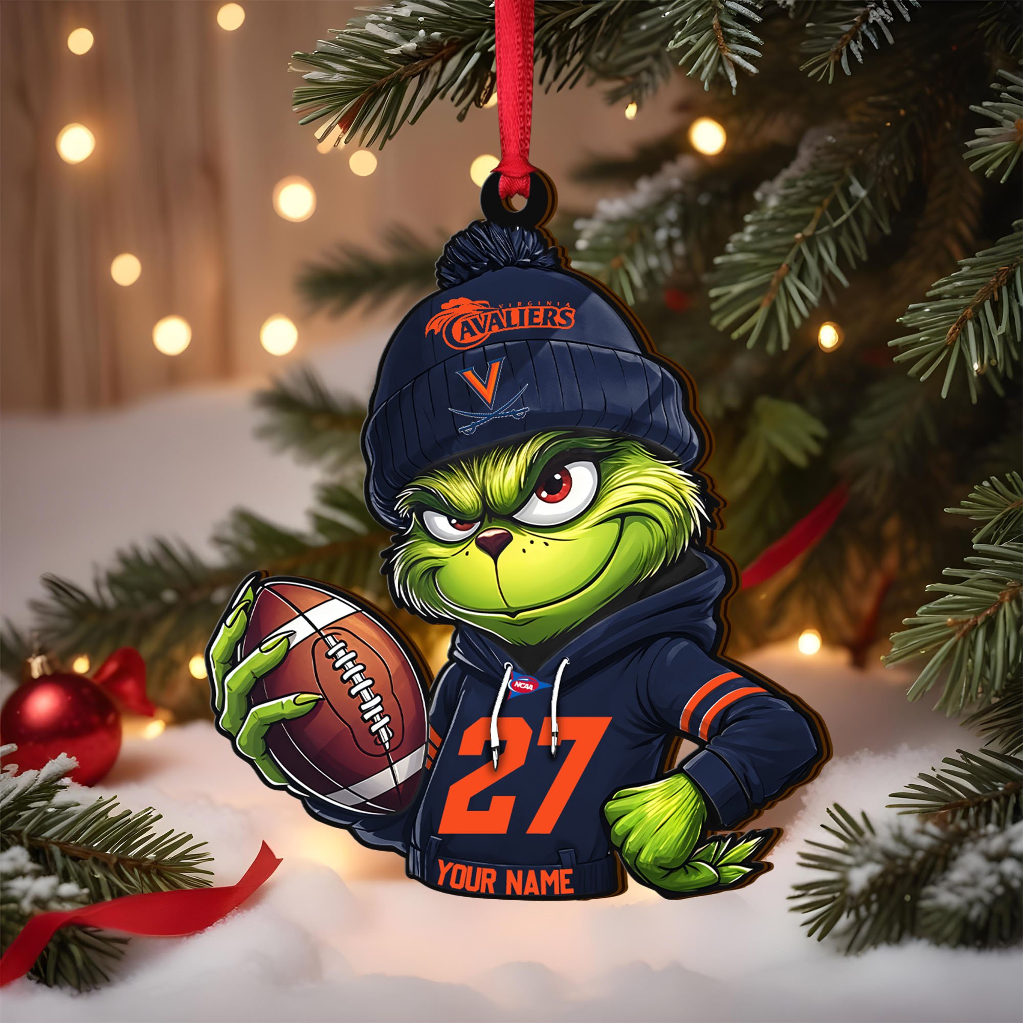 Virginia Cavaliers Wooden Ornament 2025 Version Custom Name And Number, Sport Team Ornament For Fans, Sport Gifts ETRG-63012