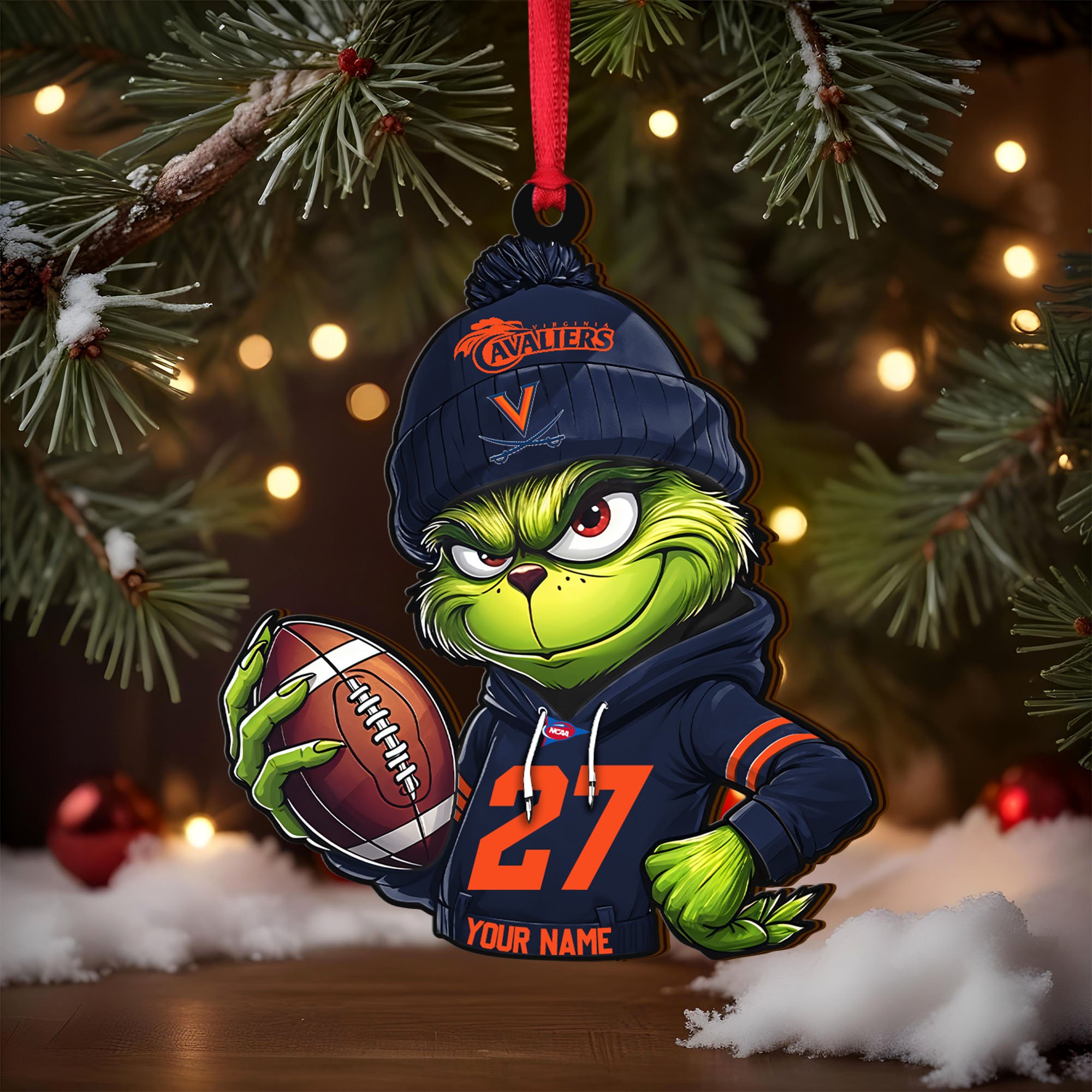 Alternative view of Virginia Cavaliers Wooden Ornament 2025 Version Custom Name And Number, Sport Team Ornament For Fans, Sport Gifts ETRG-63012