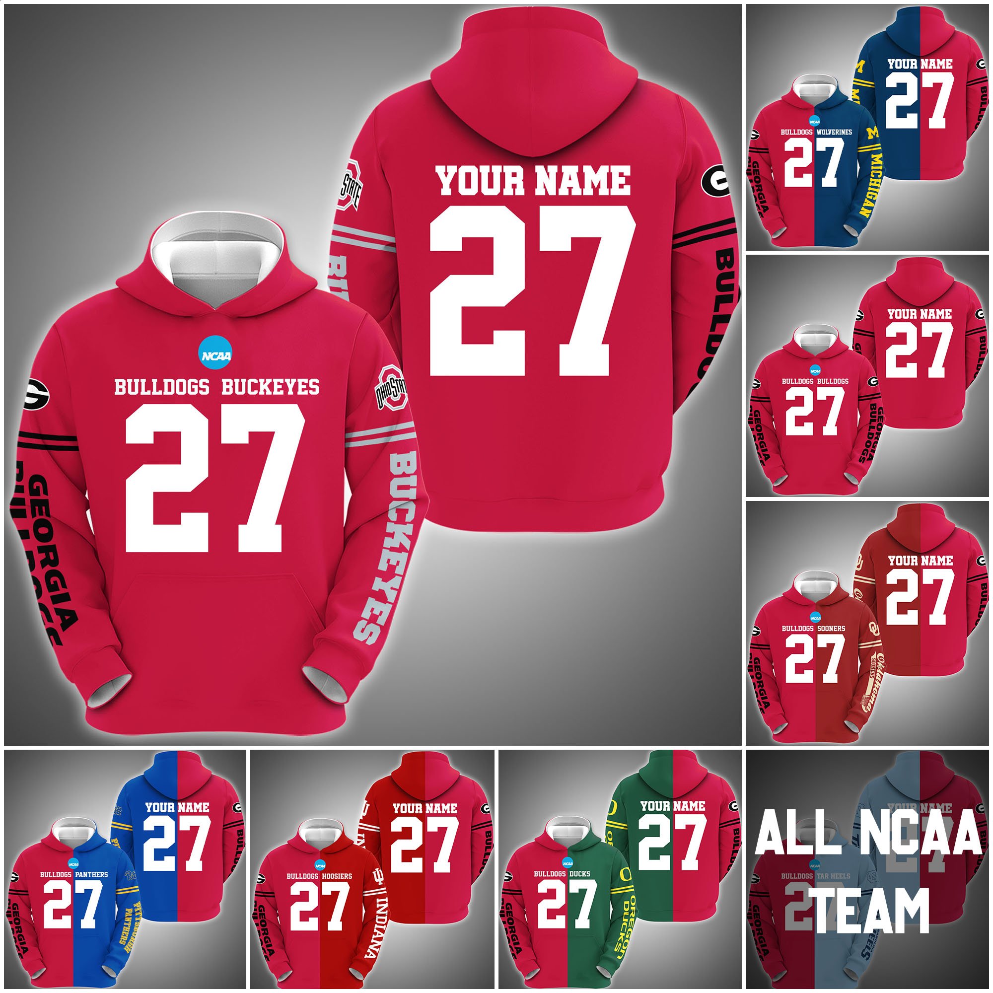 Georgia Bulldogs House Divided Hoodie Custom Name, Year And Team, Sport Shirts For Fan ETRG-63011