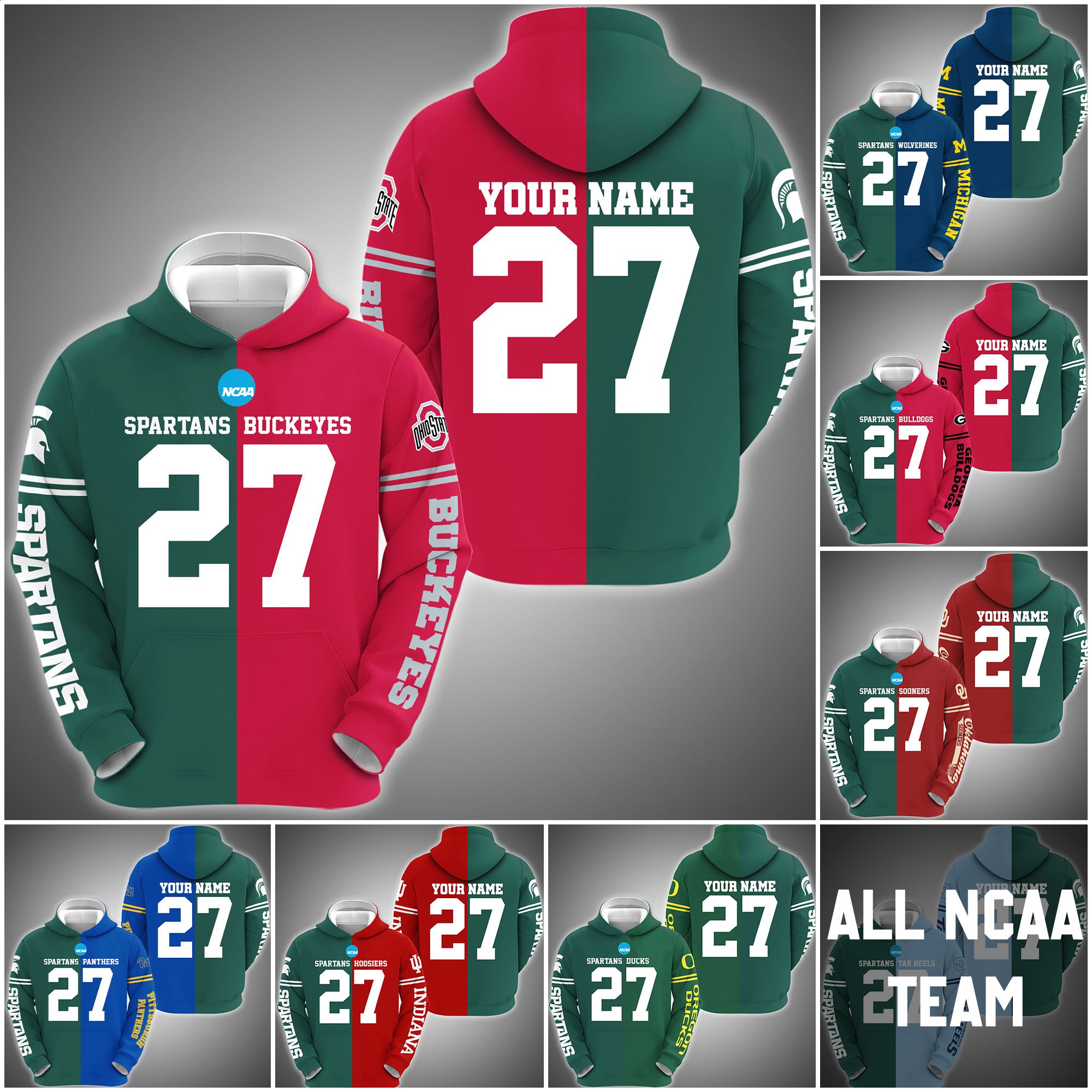 Michigan State Spartans House Divided Hoodie Custom Name, Year And Team, Sport Shirts For Fan ETRG-63011