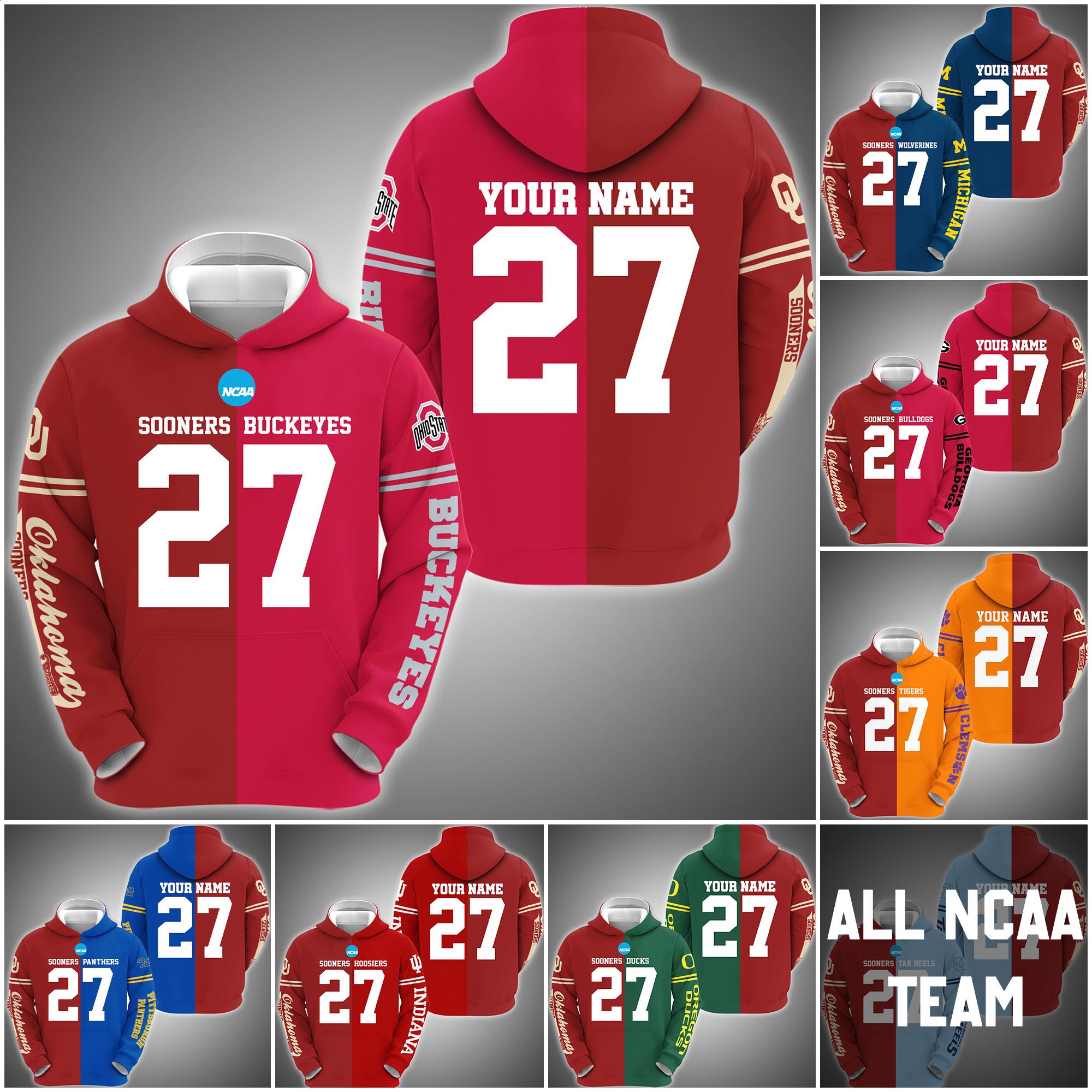 Oklahoma Sooners House Divided Hoodie Custom Name, Year And Team, Sport Shirts For Fan ETRG-63011